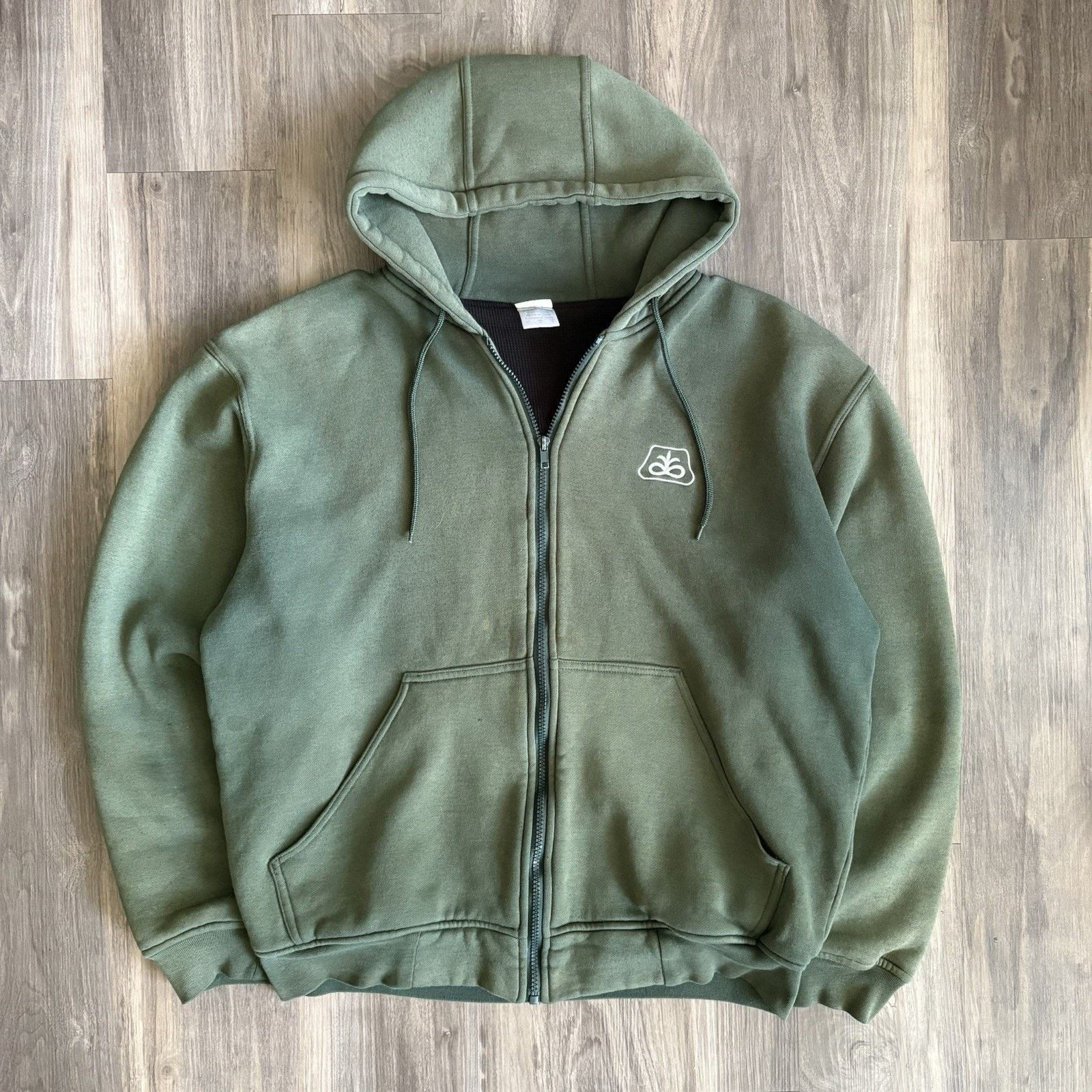 Vintage Vintage Faded Green Waffle Lined Hoodie Size L Distressed Size US L / EU 52-54 / 3 - 1 Thumbnail