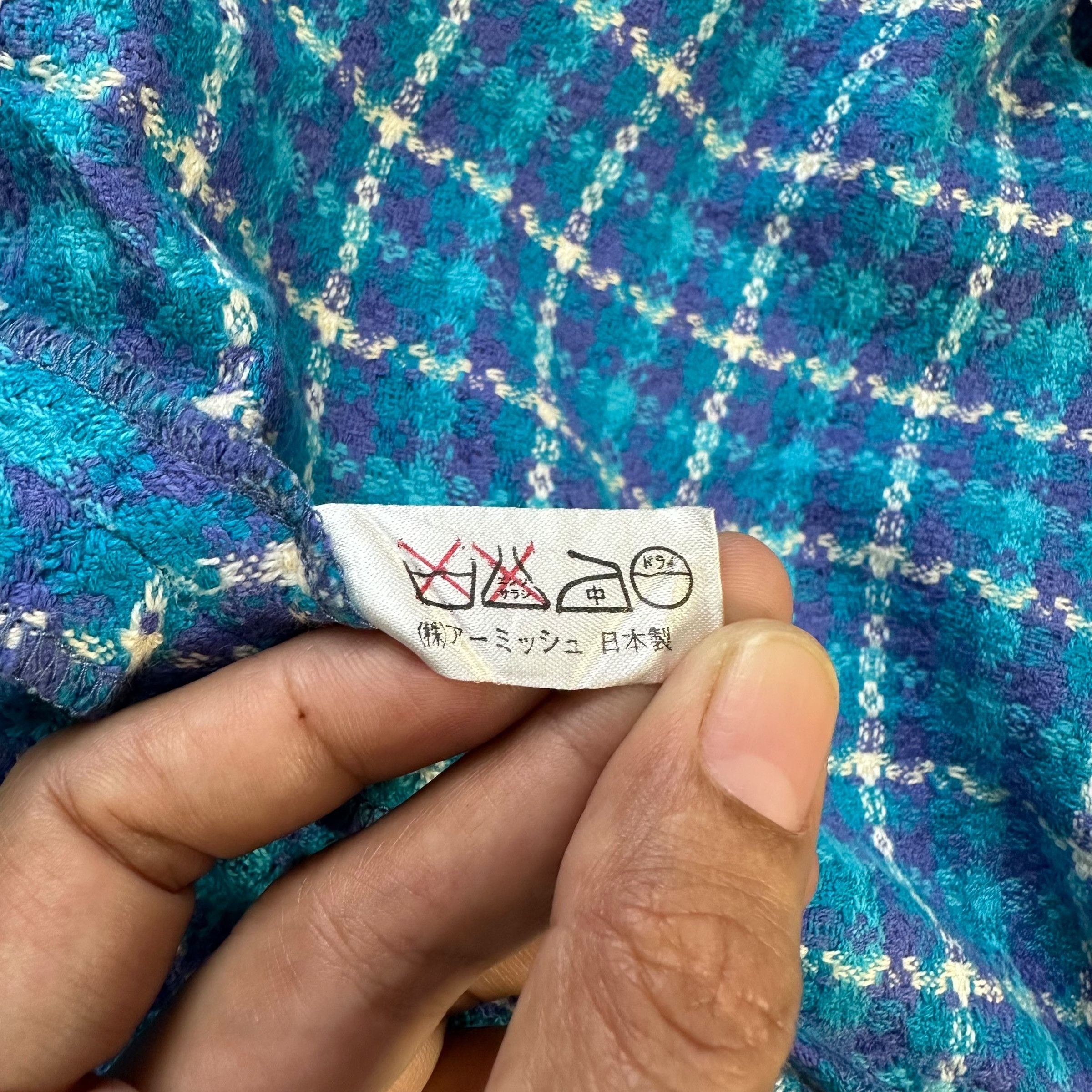 Japanese Brand ALGONQUINS Blue Tweed Tartan Mini Skirts #A33-0753 Size 25" / US 0 / IT 36 - 7 Thumbnail
