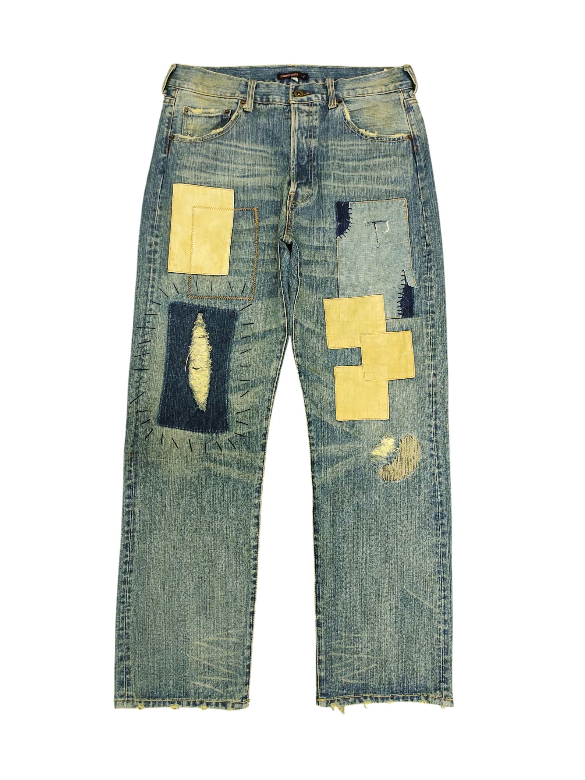 Comme des Garcons × Undercover Exhibitionist Japan Boro Sashiko Patchwork Distressed Jeans Size US 32 / EU 48 - 1 Thumbnail