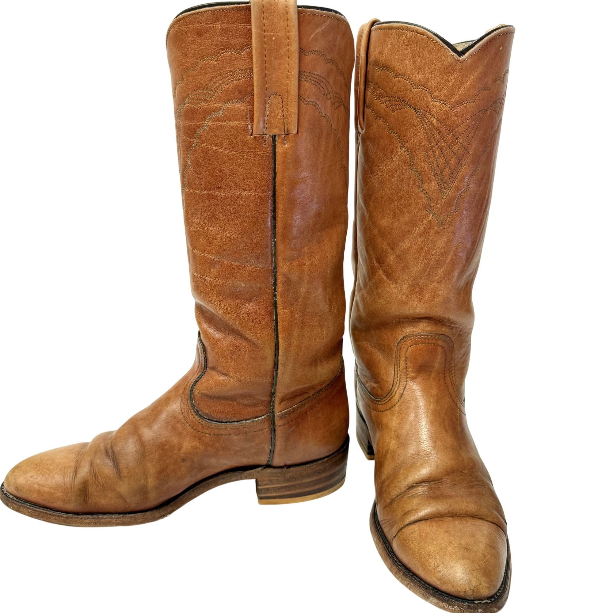 Frye Vtg FRYE COGNAC Leather Distressed Cowboy Western Boots Size US 9 / EU 42 - 1 Thumbnail