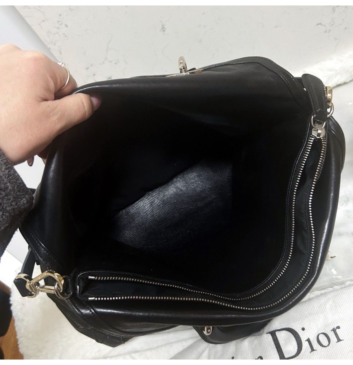 Dior Authentic Dior Gorgeous Black Medium Cannage Granville Bag Size ONE SIZE - 9 Thumbnail