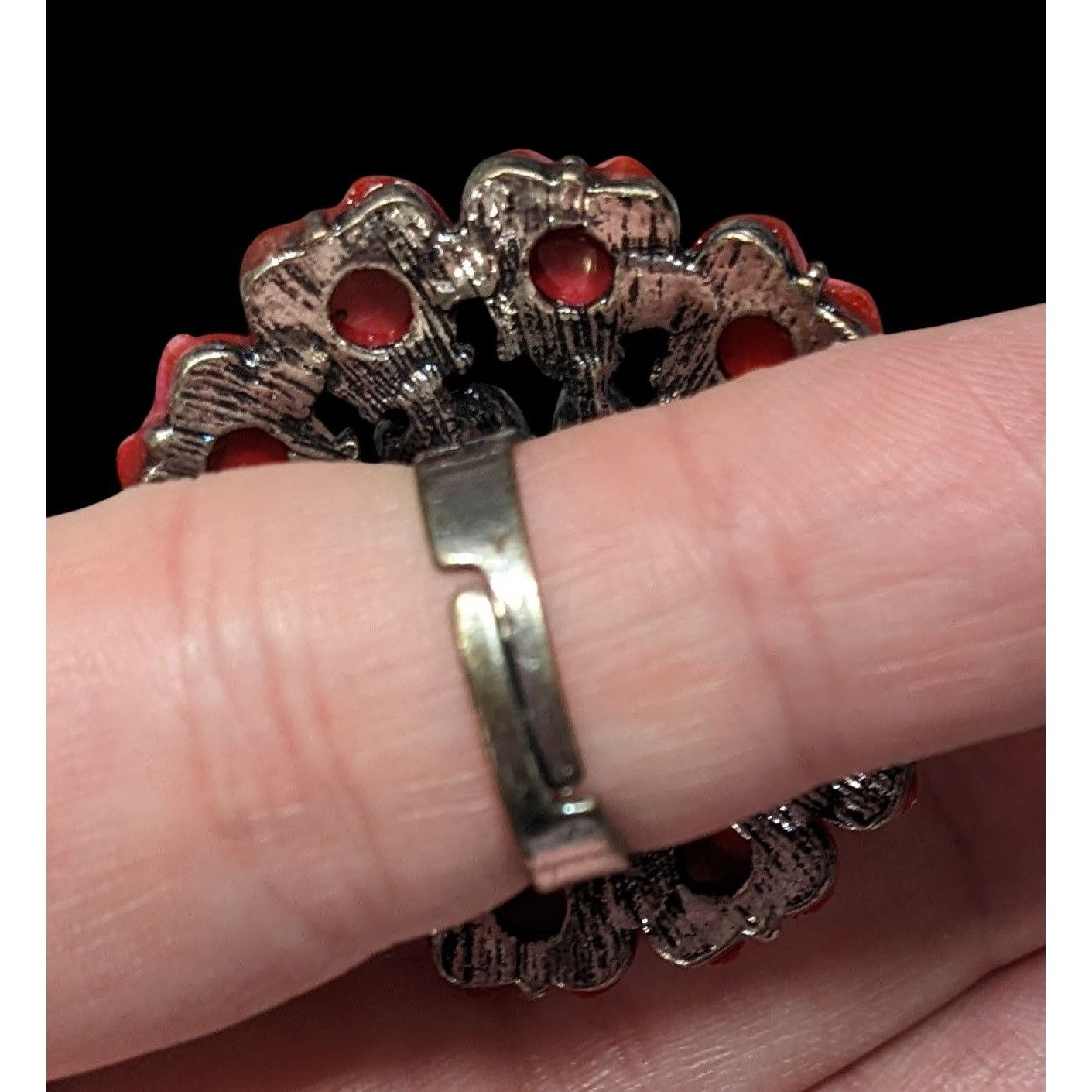 Other Coquette Floral Heart Pink And Silver Tone Adjustable Ring S Size ONE SIZE - 4 Thumbnail