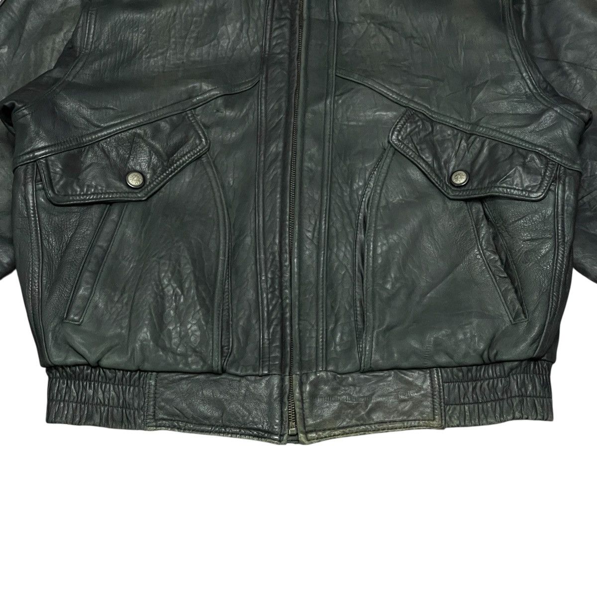 Genuine Leather Vtg Moda Italiana Flight Bomber Leather Jacket Fur Collar Size US L / EU 52-54 / 3 - 7 Thumbnail