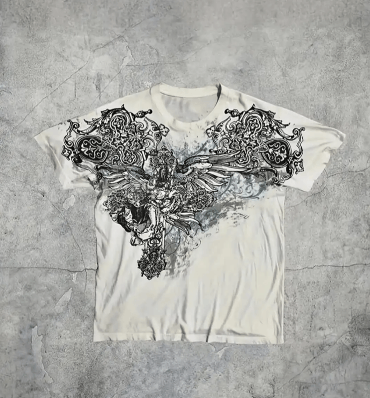 Japanese Brand Gothic Wings Cross Printed T-shirt Size US L / EU 52-54 / 3 - 2 Thumbnail