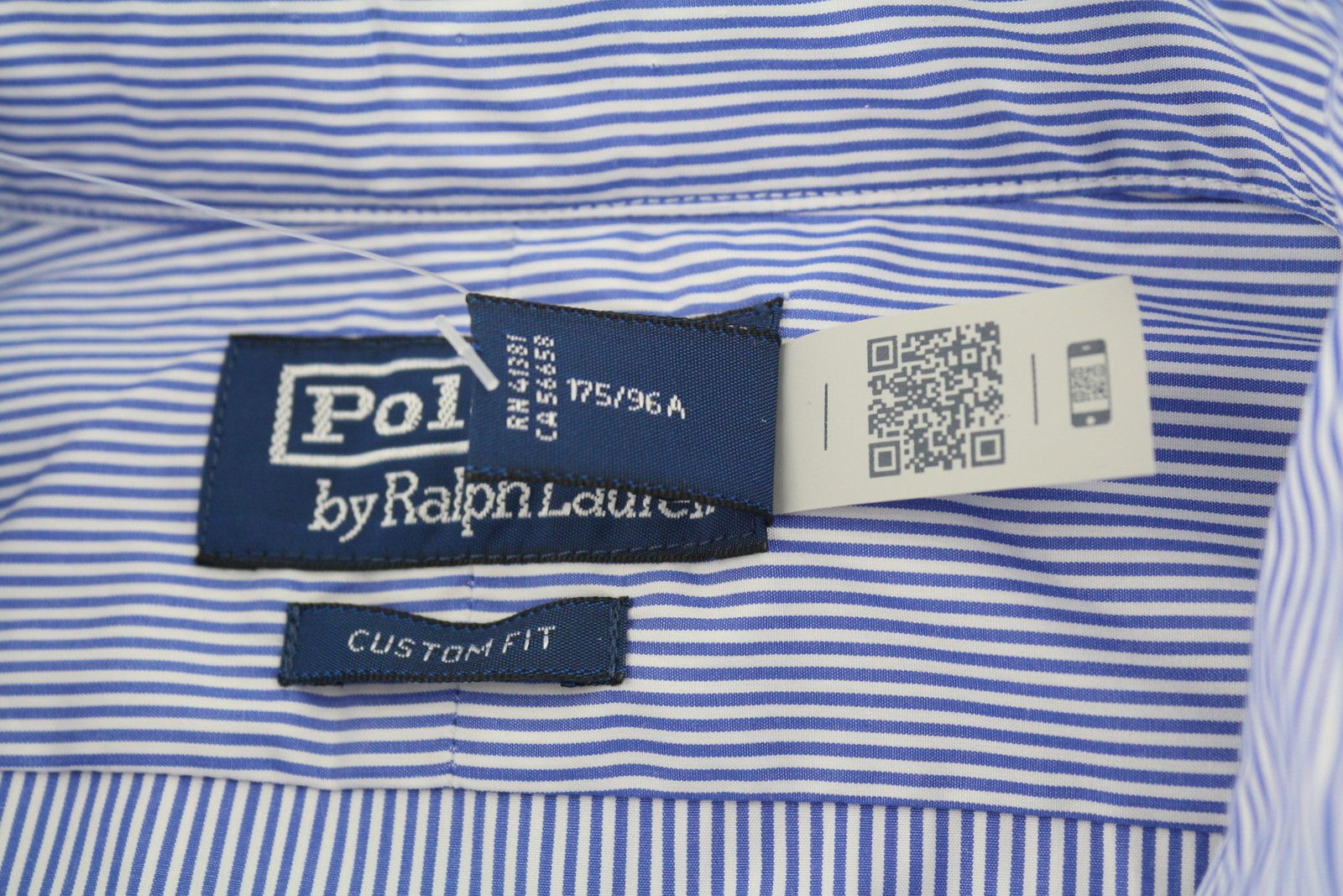 Ralph Lauren M Blue Striped Custom Fit Cutaway Logo Shirt 87013 Size US M / EU 48-50 / 2 - 8 Thumbnail