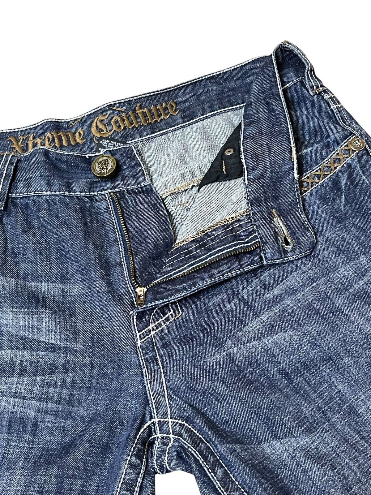 Japanese Brand ARCHIVE JAPANESE CULTURE EXTREME COUTURE STRAIGHT CUT JEANS Size US 37 - 12 Thumbnail