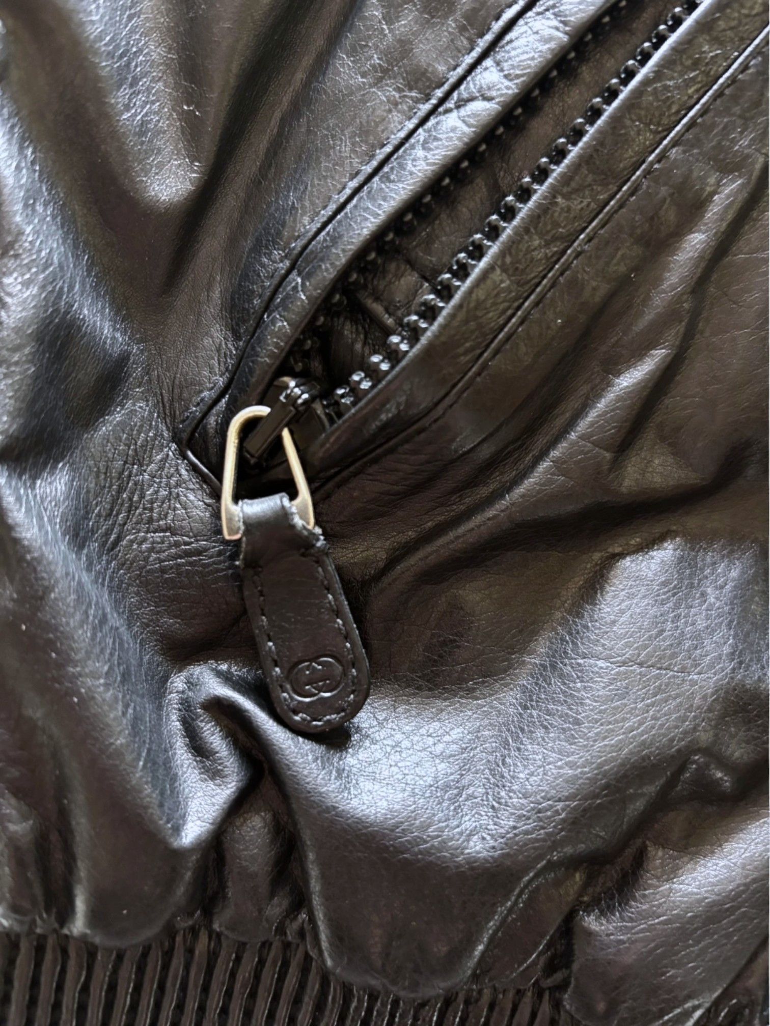 Gucci Gucci Black Leather Down Bomber w/ Fur Hood, Late 2000s Size US M / EU 48-50 / 2 - 2 Thumbnail