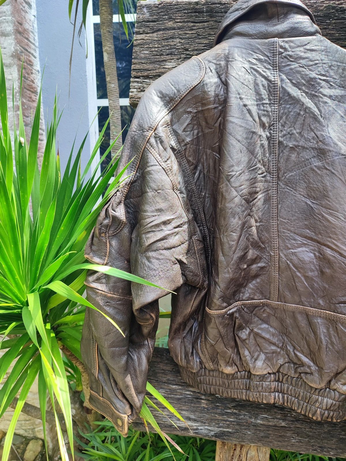 Leather Vintage Korean-Made Faux Leather Bomber Jacket Size US L / EU 52-54 / 3 - 9 Thumbnail