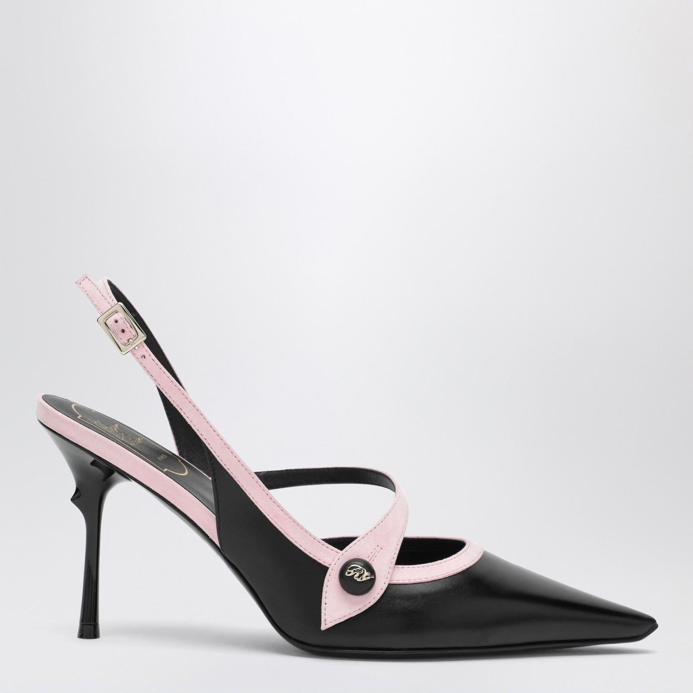 Roger Vivier Roger Vivier Black/Pink Vivier Slingback Pumps Size US 7 / IT 37 - 1 Thumbnail