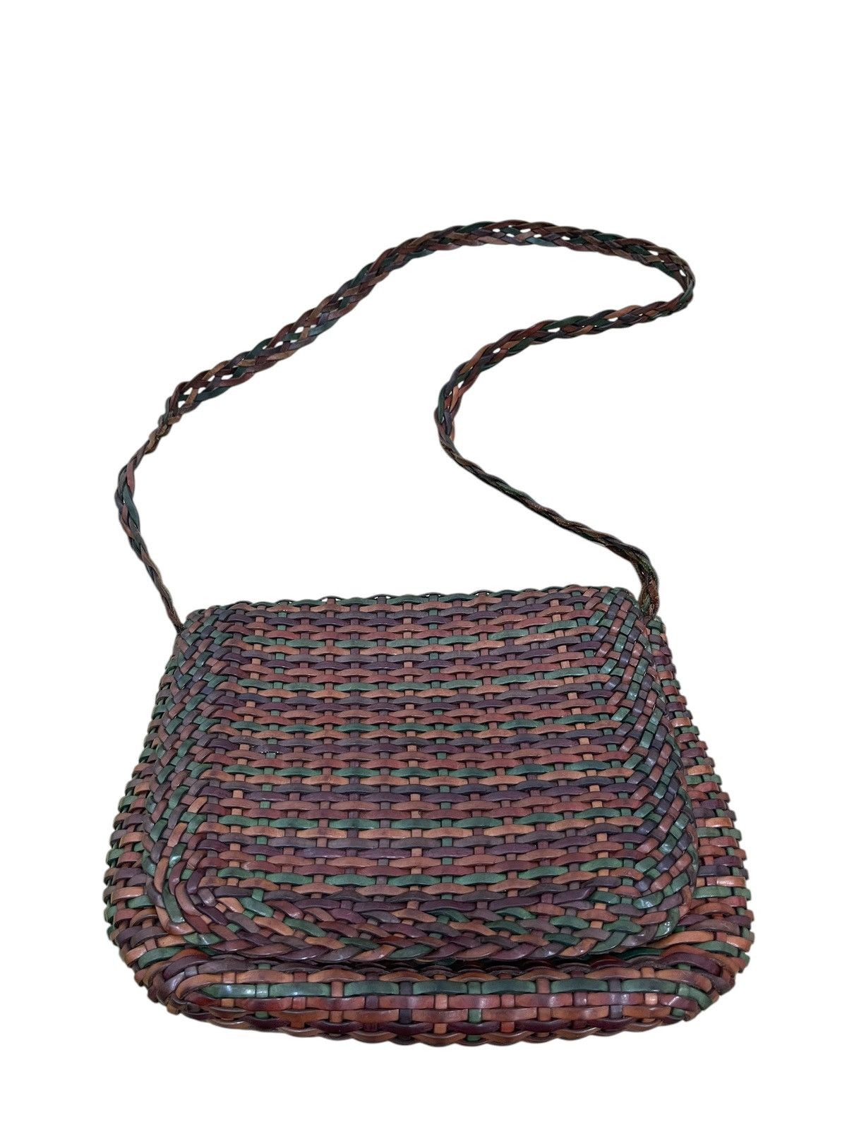 Genuine Leather Full Leather Woven Vtg Greta Italy Cross Body Bag 1🟩4 Size ONE SIZE - 5 Thumbnail