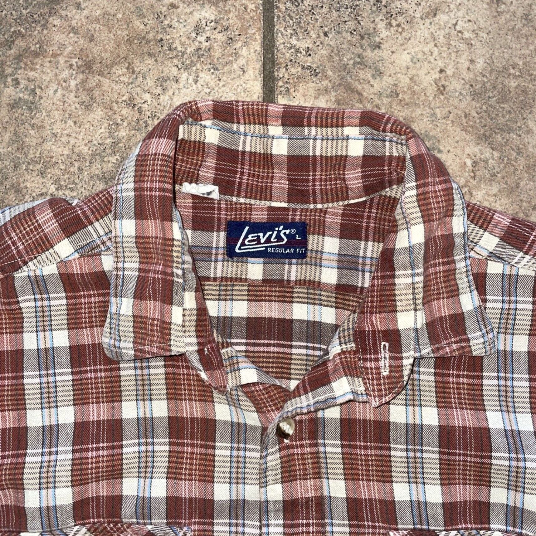 Levi's VINTAGE Levi's Red Plaid Button-Up Shirt Cotton Blend Mens L Size US L / EU 52-54 / 3 - 2 Thumbnail