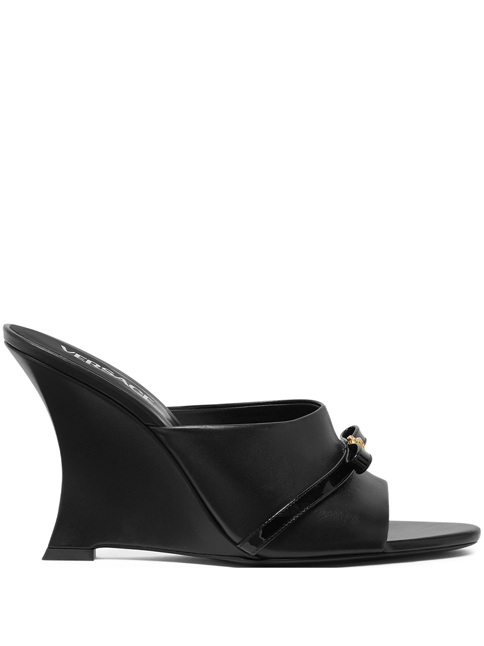 Versace Gianni Ribbon Wedge Mules SIZE 36.5