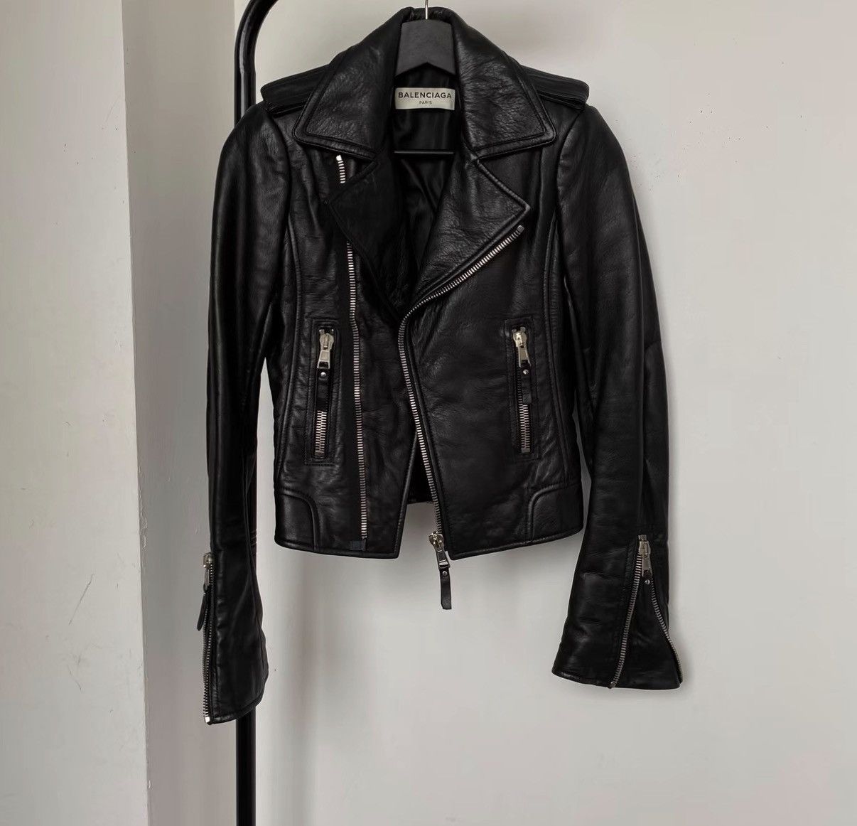 Balenciaga Balenciaga Lambskin Leather Biker Jacket Size XXS / US 00 / IT 34 - 1 Thumbnail