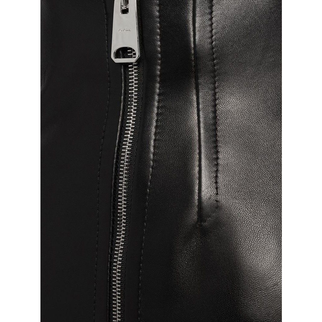 KHAITE KHAITE A line Black Gres Leather Midi Skirt New/Authentic (W Size 27" / US 4 / IT 40 - 3 Thumbnail