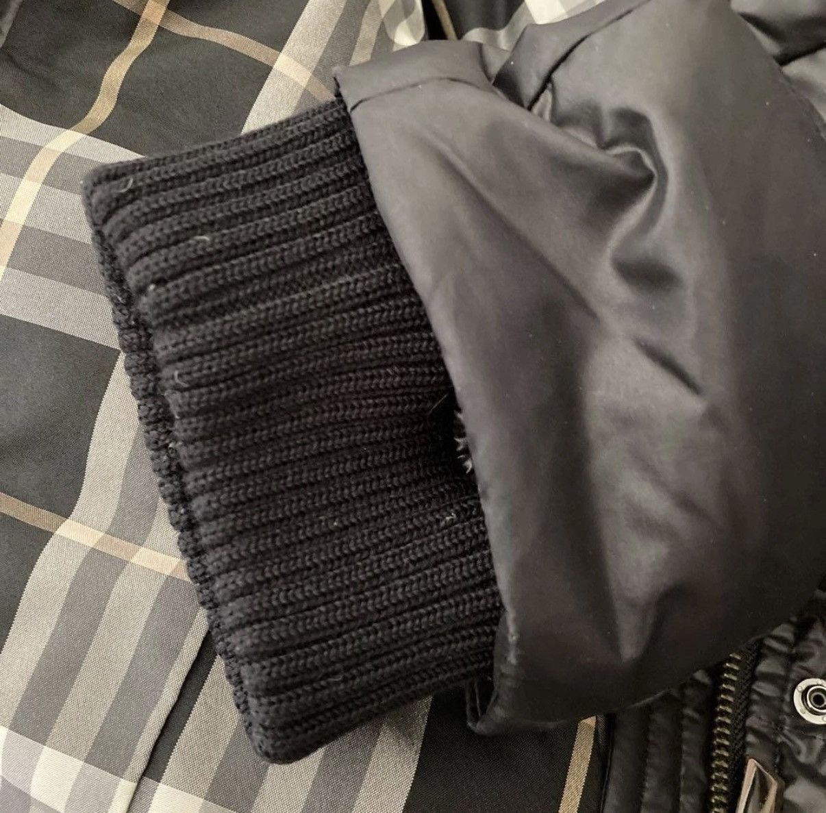 Burberry Blue Label Black Down Jacket Hooded Fur Detachable
