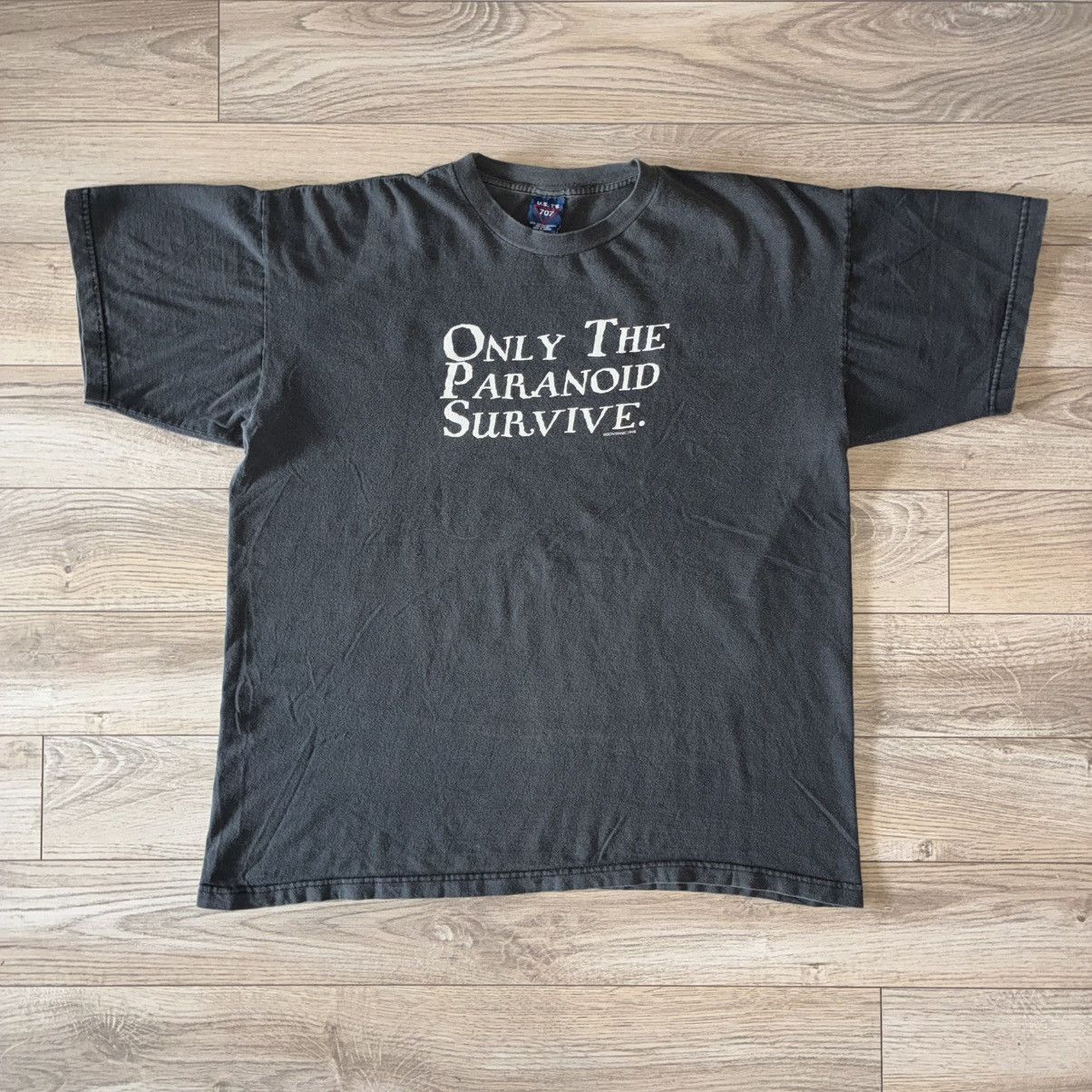 707 Only The Paranoid Survive faded black tee shirt Size US XL / EU 56 / 4 - 1 Thumbnail