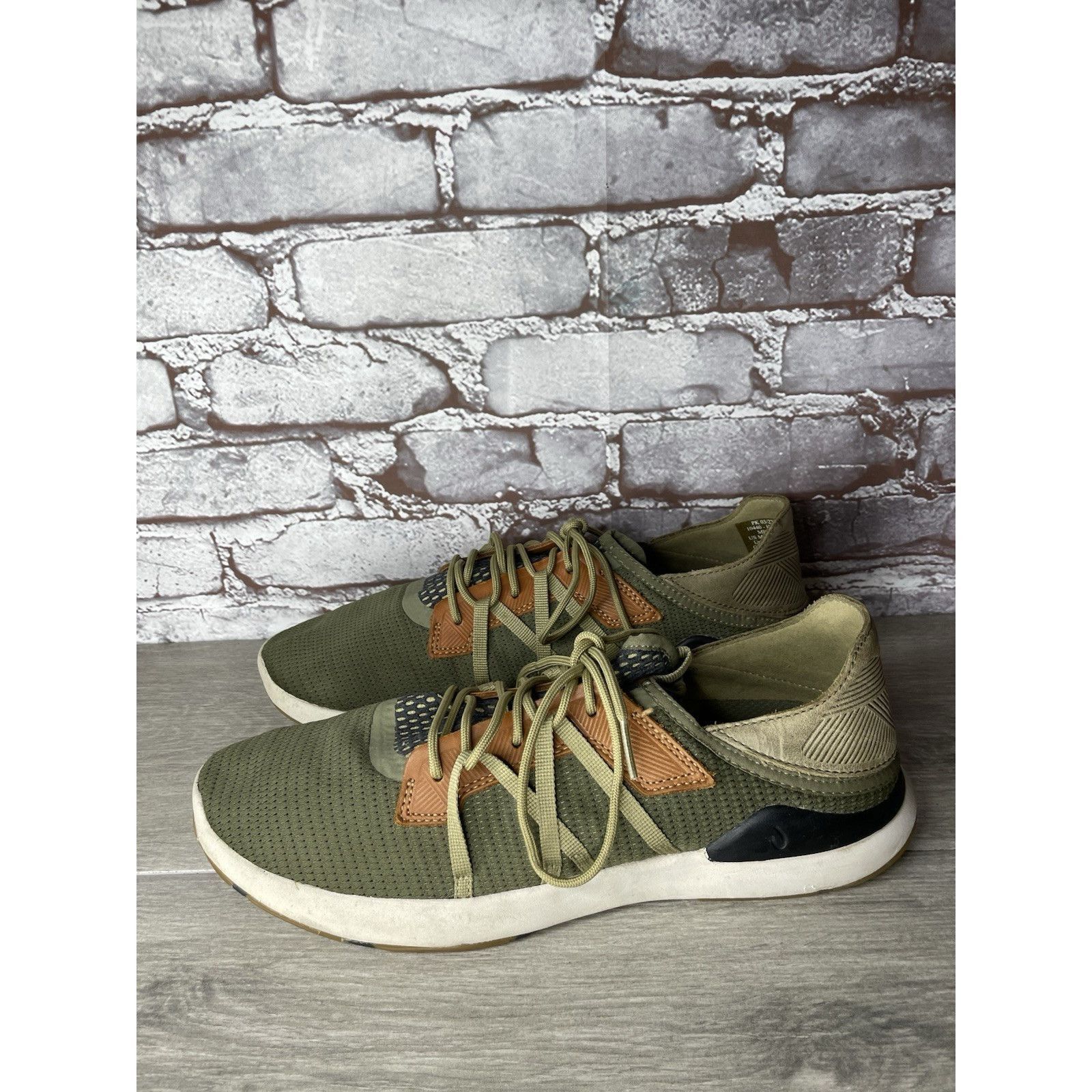 Olukai Olukai Mio Li Green Synthetic Brown Lace Up Sneaker Shoes Me Size US 11 / EU 44 - 17 Thumbnail