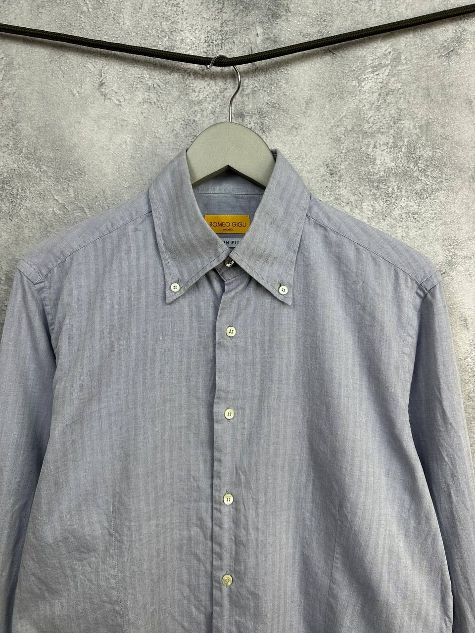 Romeo Gigli Romeo Gigli Milano Slim Fit Button-Up Shirt Light Gray/Blue Size US XL / EU 56 / 4 - 4 Thumbnail