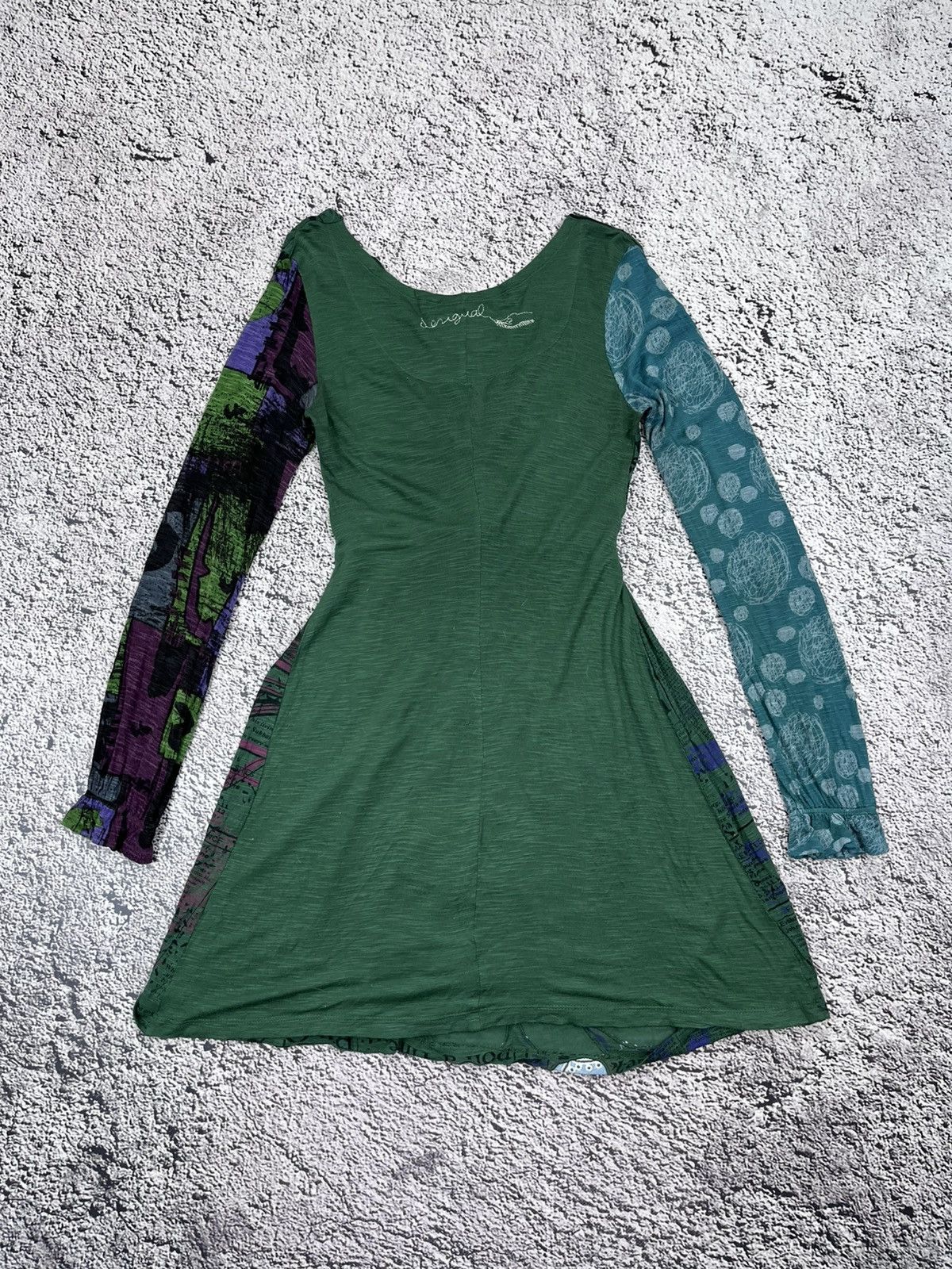 Desigual Vintage Desigual Y2K Graphic Patchwork Dress Green Boho Size XS / US 0-2 / IT 36-38 - 9 Thumbnail