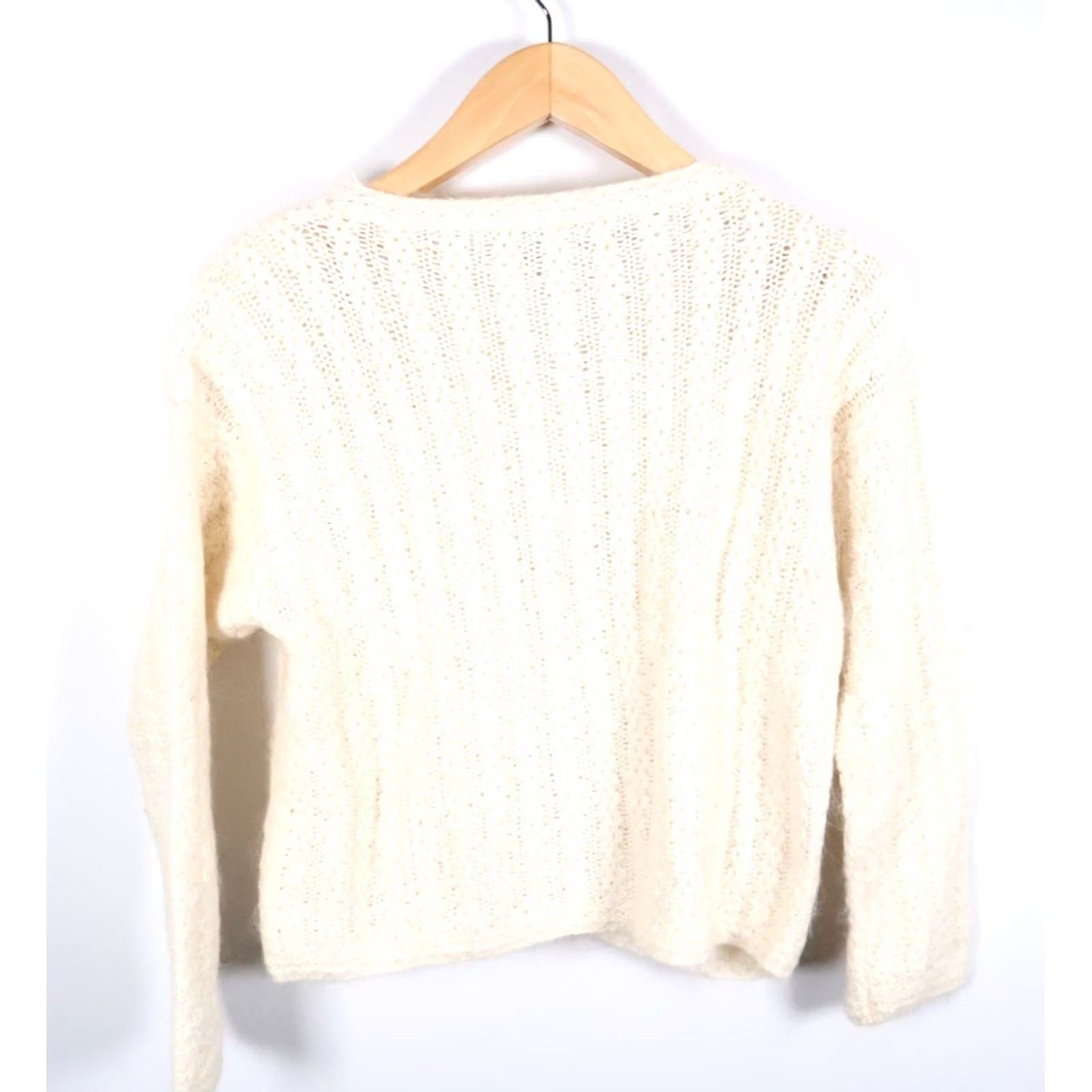 Vintage Reference Point Ivory Mohair Silk Sweater Women Medium Crew Neck Long Sleeve Pullover Knit Vintage 80s 90s Lightweight Casual Womens Size M / US 6-8 / IT 42-44 - 2 Thumbnail