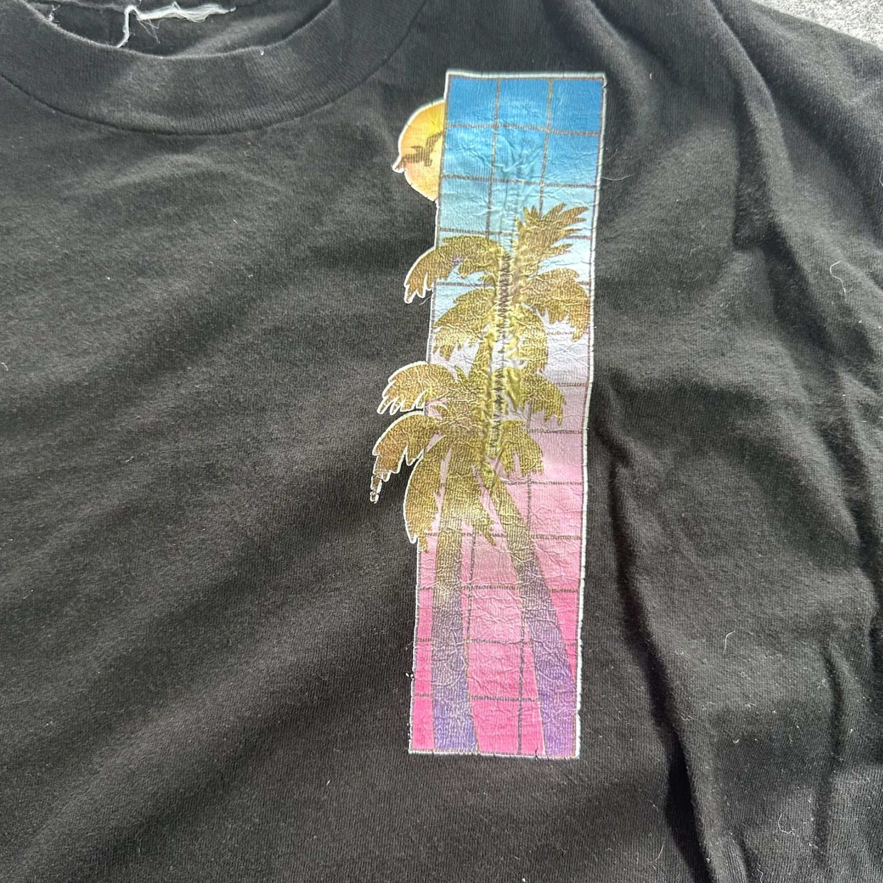Vintage VINTAGE Florida Shirt Mens Medium Black Palm Trees Sunset Graphic Souvenir Vacation Tee Size US L / EU 52-54 / 3 - 3 Thumbnail