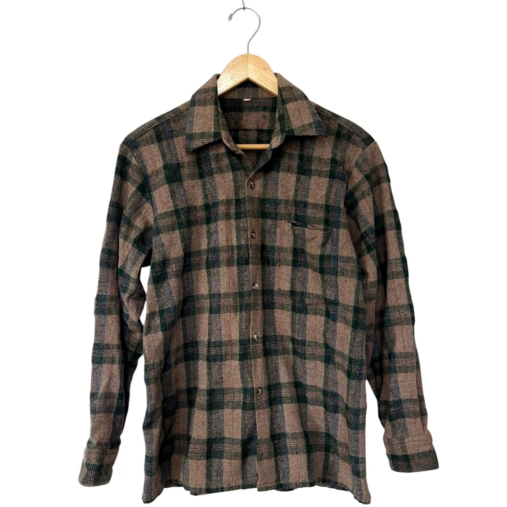 Etro VINTAGE Wool Thick Flannel Shirt Mens M Brown Plaid Retro Pockets Shirt Button-Up Long Sleeve Collared Fall Winter Casual Workwear Mens Size US M / EU 48-50 / 2 - 2 Thumbnail