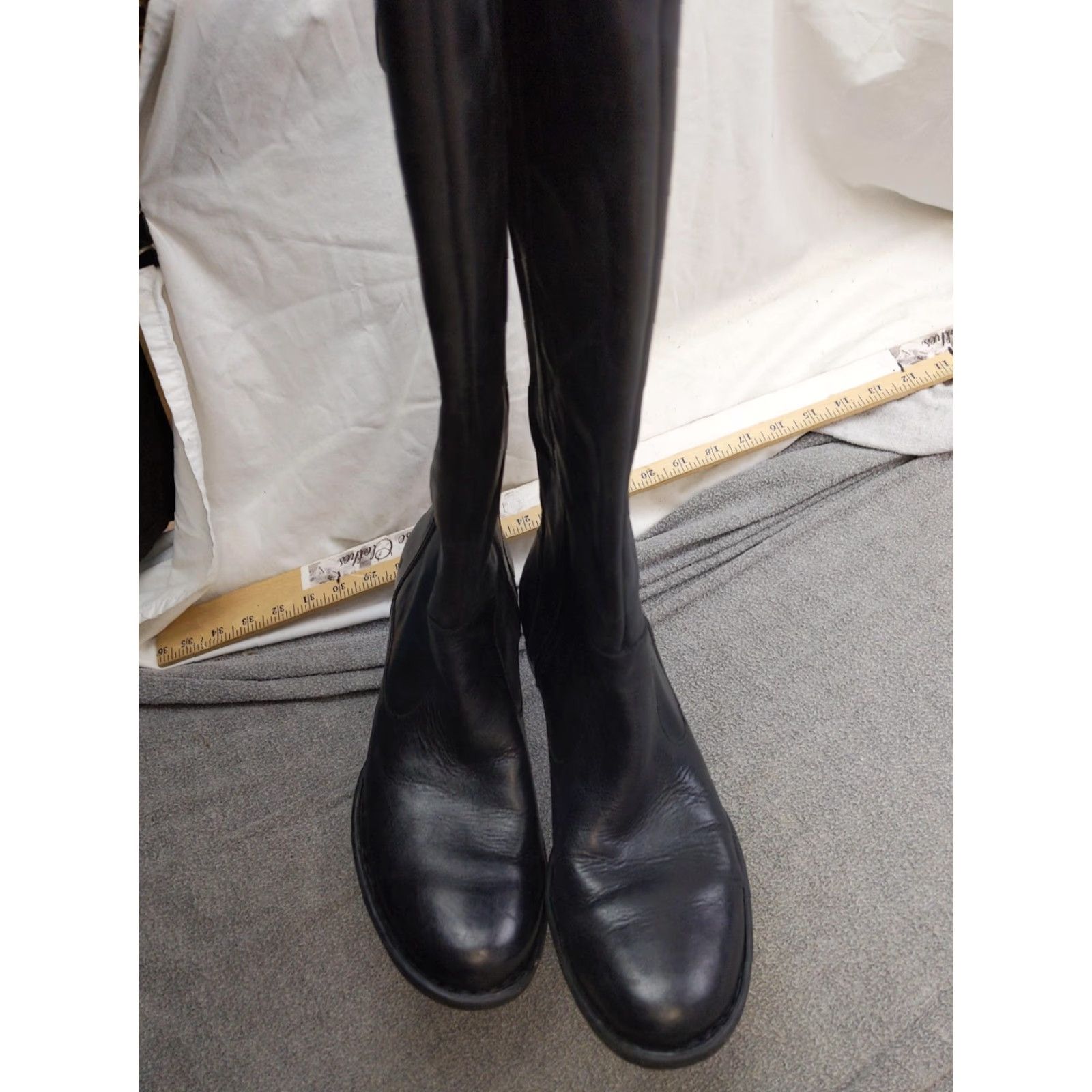 Born Born D07703 Womens Knee High Riding Boots Black Leather Zip Buckle 9.5 EU41 UK7.5 AU9.5 Winter Leather Upper Lined Casual Workwear Mens? Womens Size US 10 / IT 40 - 6 Thumbnail