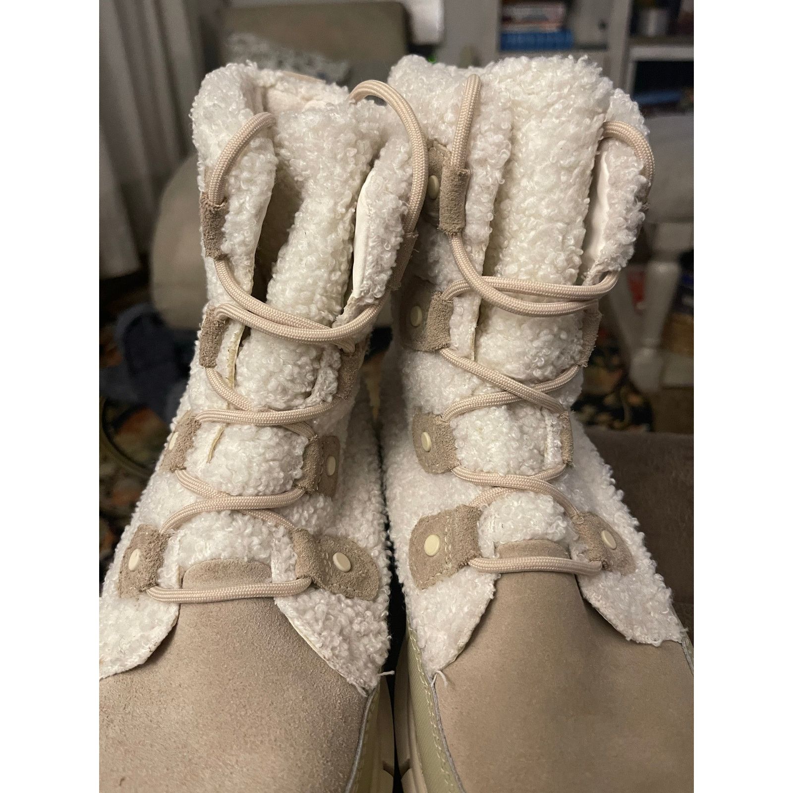 SOREL Sorel Women’s Cream Gray Explorer II Joan Cozy Boots 9.5 Size US 9.5 / IT 39.5 - 4 Thumbnail