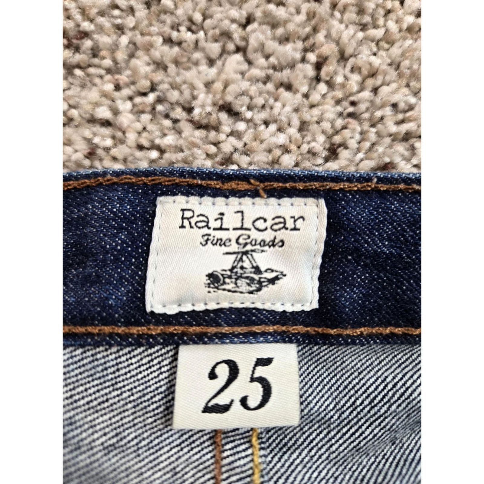 Railcar Fine Goods VINTAGE Railcar Skinny Jeans Womens Size 25 Blue Selvedge Low Rise Straight Leg USA Made Size 42" / US 20 - 5 Thumbnail