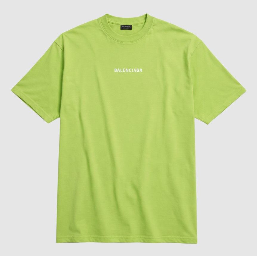 Balenciaga Balenciaga 'Embroidered Double Sided Logo' Lime Tee Size US M / EU 48-50 / 2 - 1 Preview