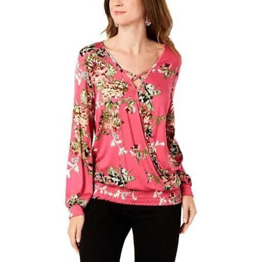 Other Style & Co Floral-Print Smocked Surplice Top, Pink Vintage Size M / US 6-8 / IT 42-44 - 1 Thumbnail