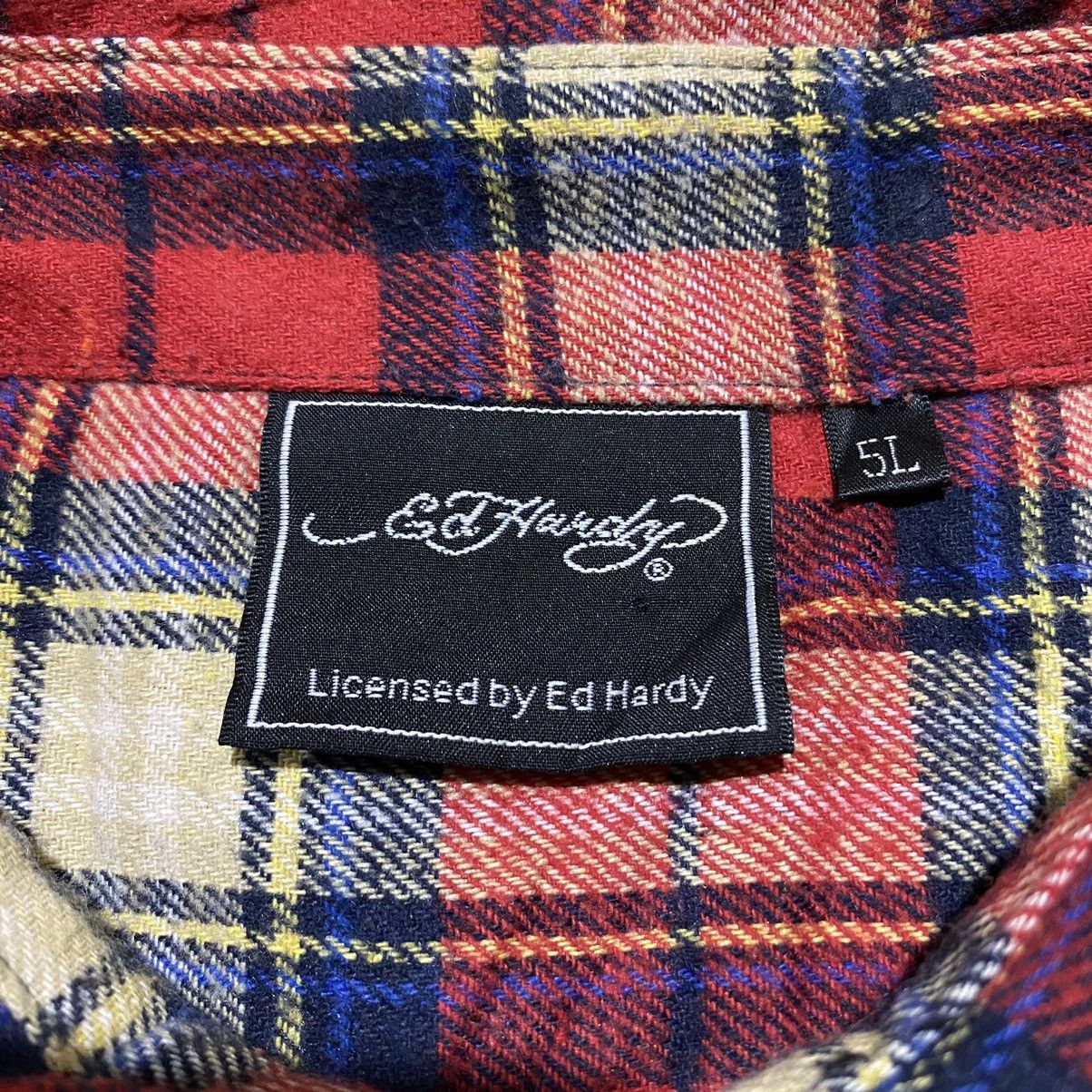 Ed Hardy Ed Hardy Embroidered Flannel Shirt Button Ups Size US XXL / EU 58 / 5 - 6 Thumbnail