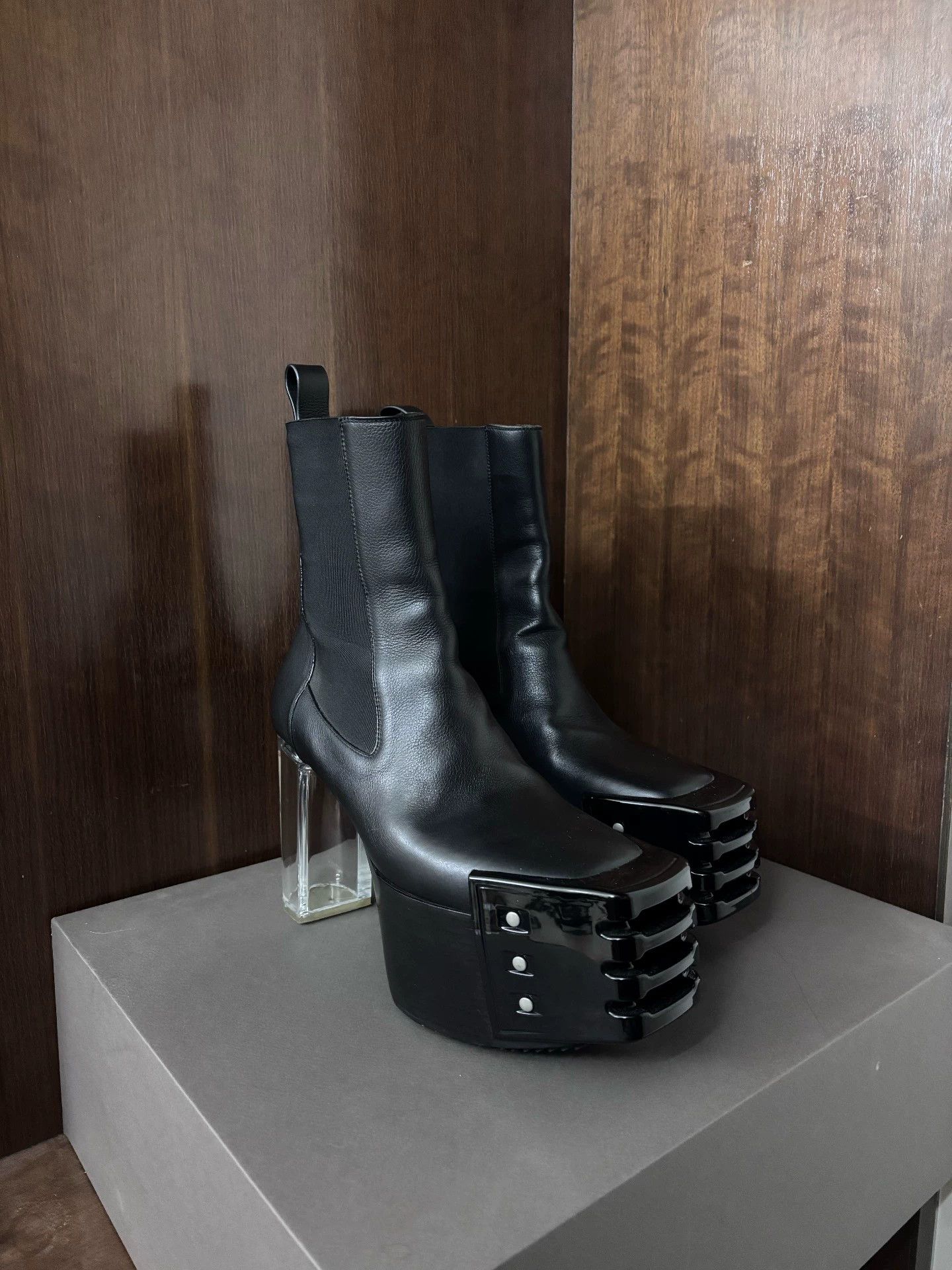 Rick Owens Kissbootsキスブーツ 42 Rick Owens Rick Owens Kiss Boots 42 / Eggplant Beveled Platforms