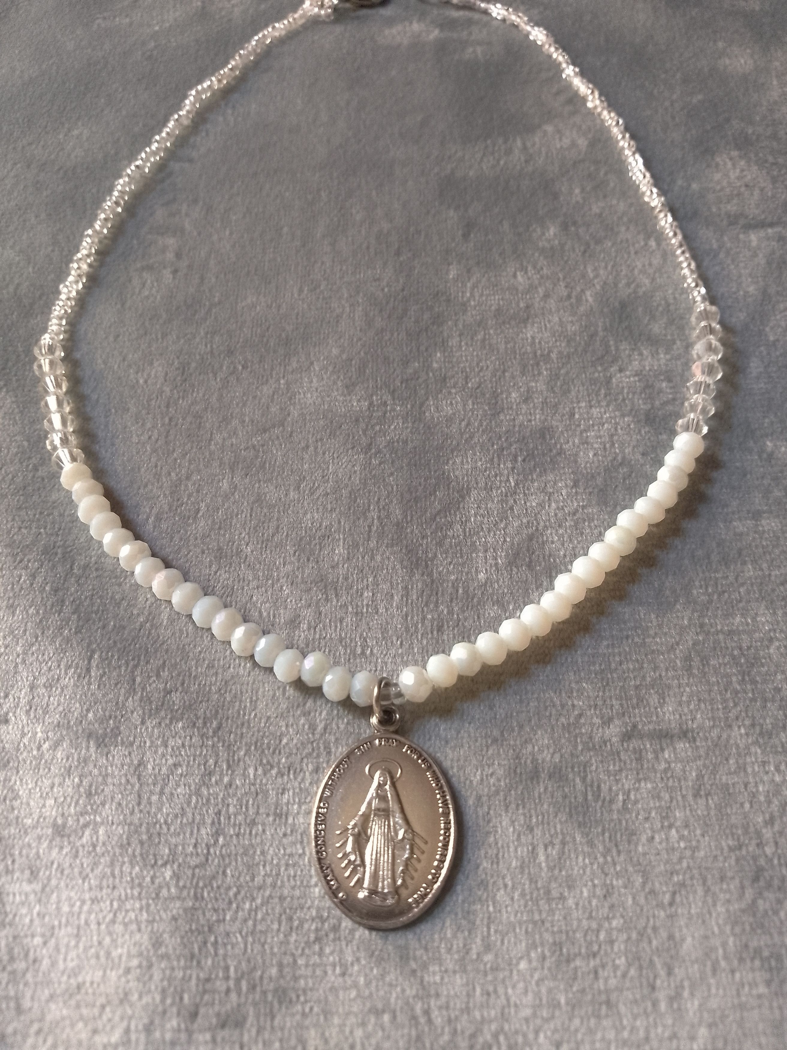 Handmade Pendant Silver 925 Virgin Mary with crystal necklace Size ONE SIZE - 1 Thumbnail