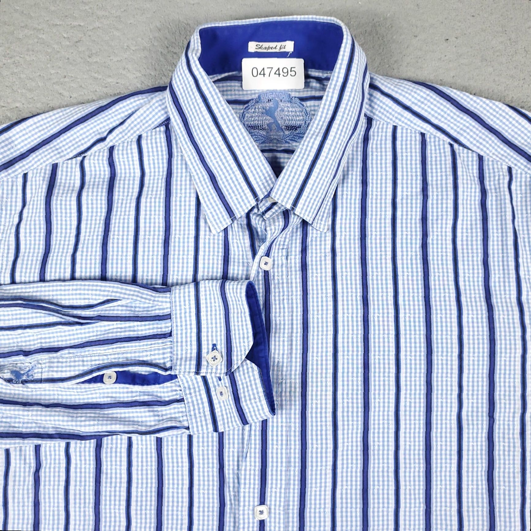 BUGATCHI Bugatchi Uomo Button-Up Shirt Men's XL Blue Striped Long Sleeve Regular Fit Size US XL / EU 56 / 4 - 2 Thumbnail