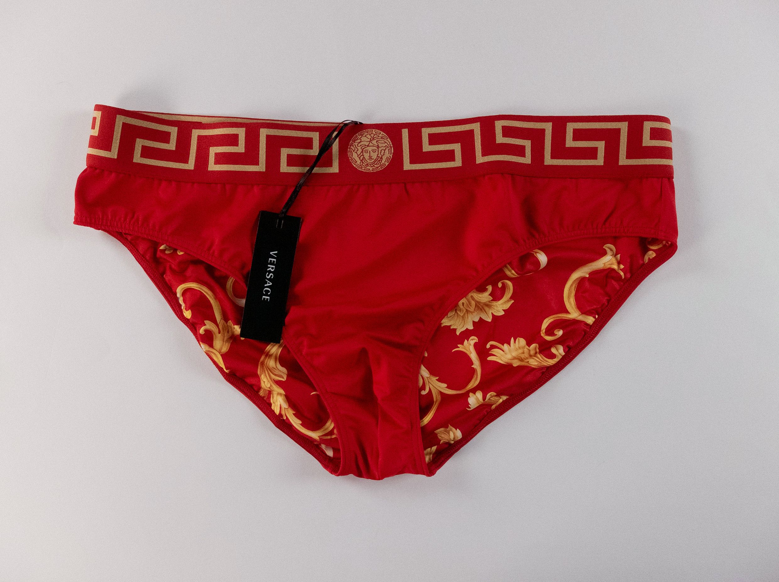 Versace VERSACE red swim briefs w barocco print inside 8 3XL Size US 40 / EU 56 - 1 Thumbnail
