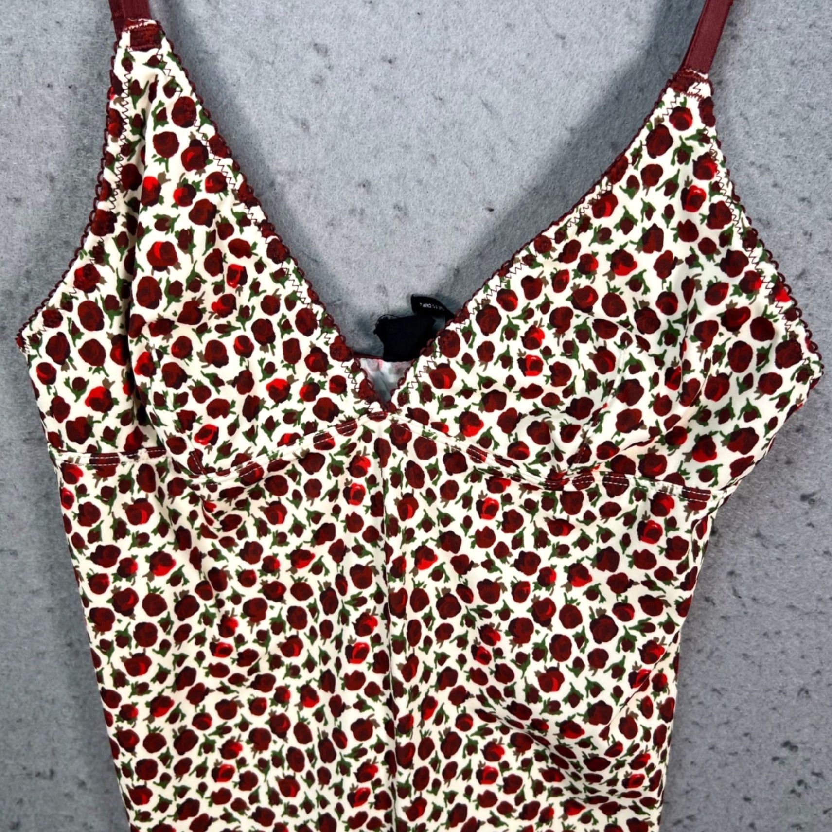 Vintage Out From Under Womens Size Small Red White Floral Print Bustier Cami Tank Top Size S / US 4 / IT 40 - 6 Thumbnail