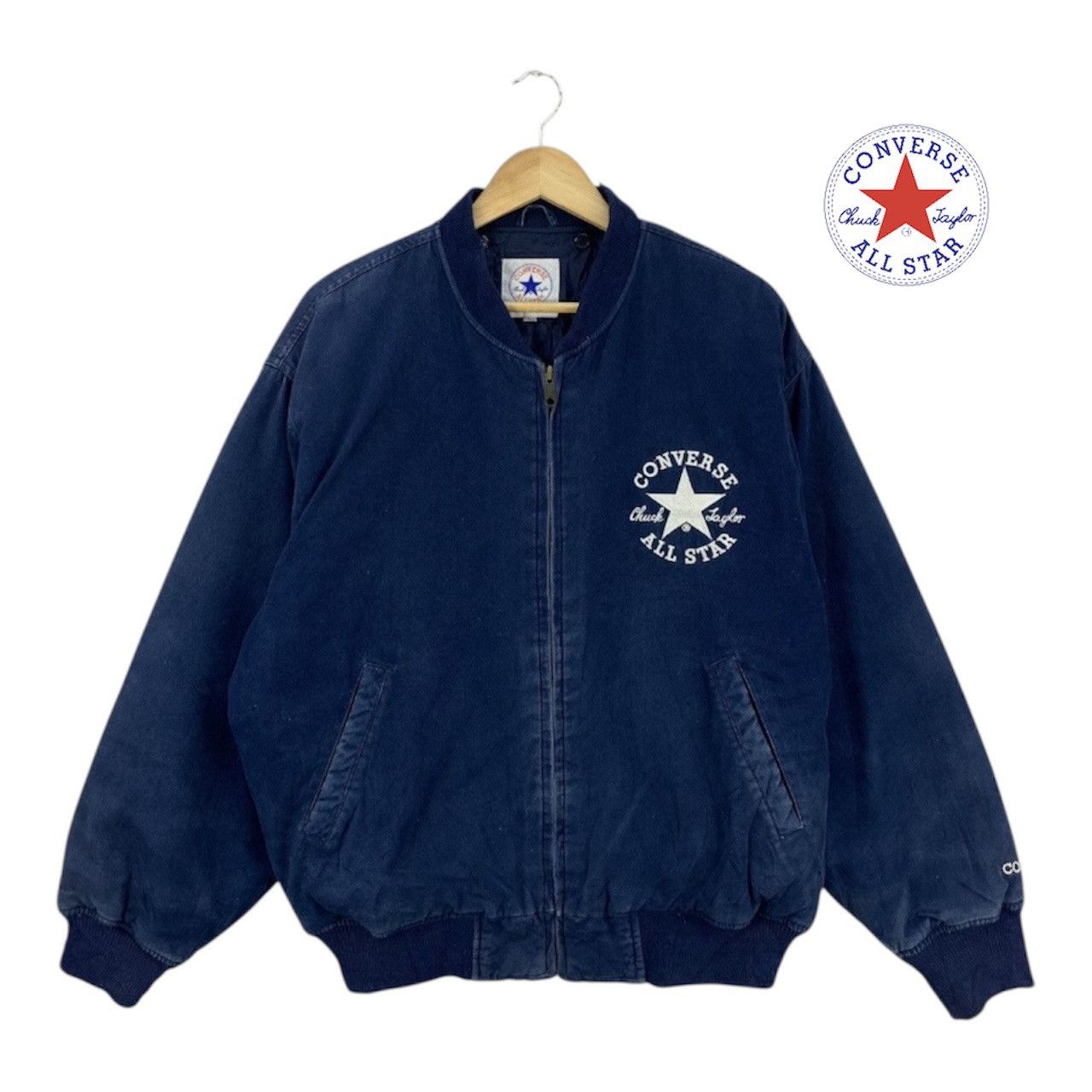 Converse Vintage 90s Era Converse All Star Embroidered Bomber Jacket Size US L / EU 52-54 / 3 - 2 Thumbnail