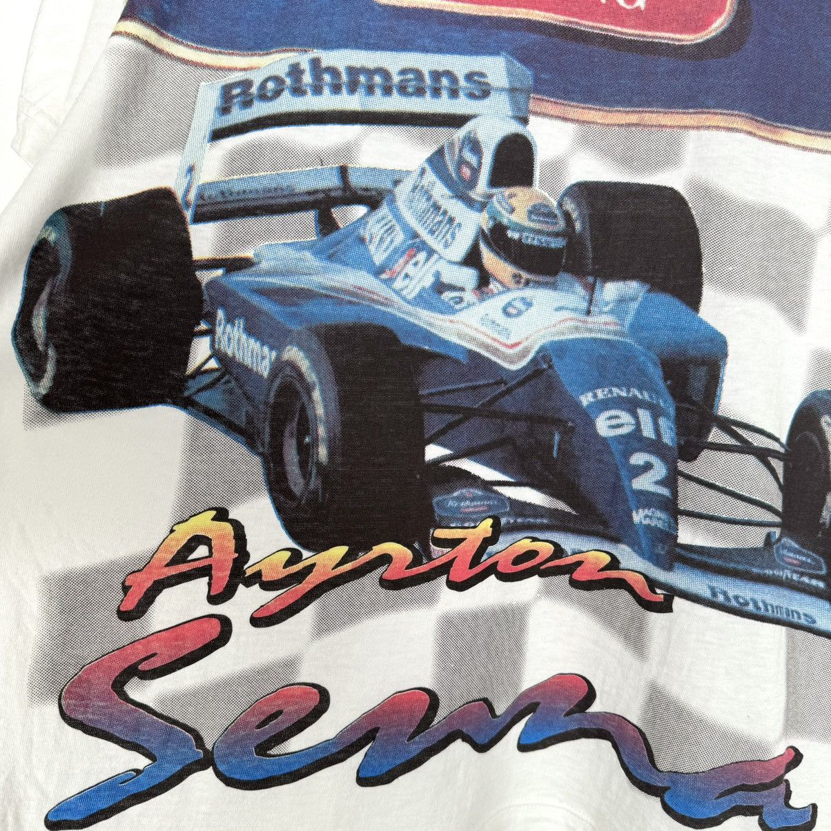 Formula 1 Vintage Early 90s Ayrton Senna Williams Rothmans F1 T Shirt Size US XL / EU 56 / 4 - 4 Thumbnail