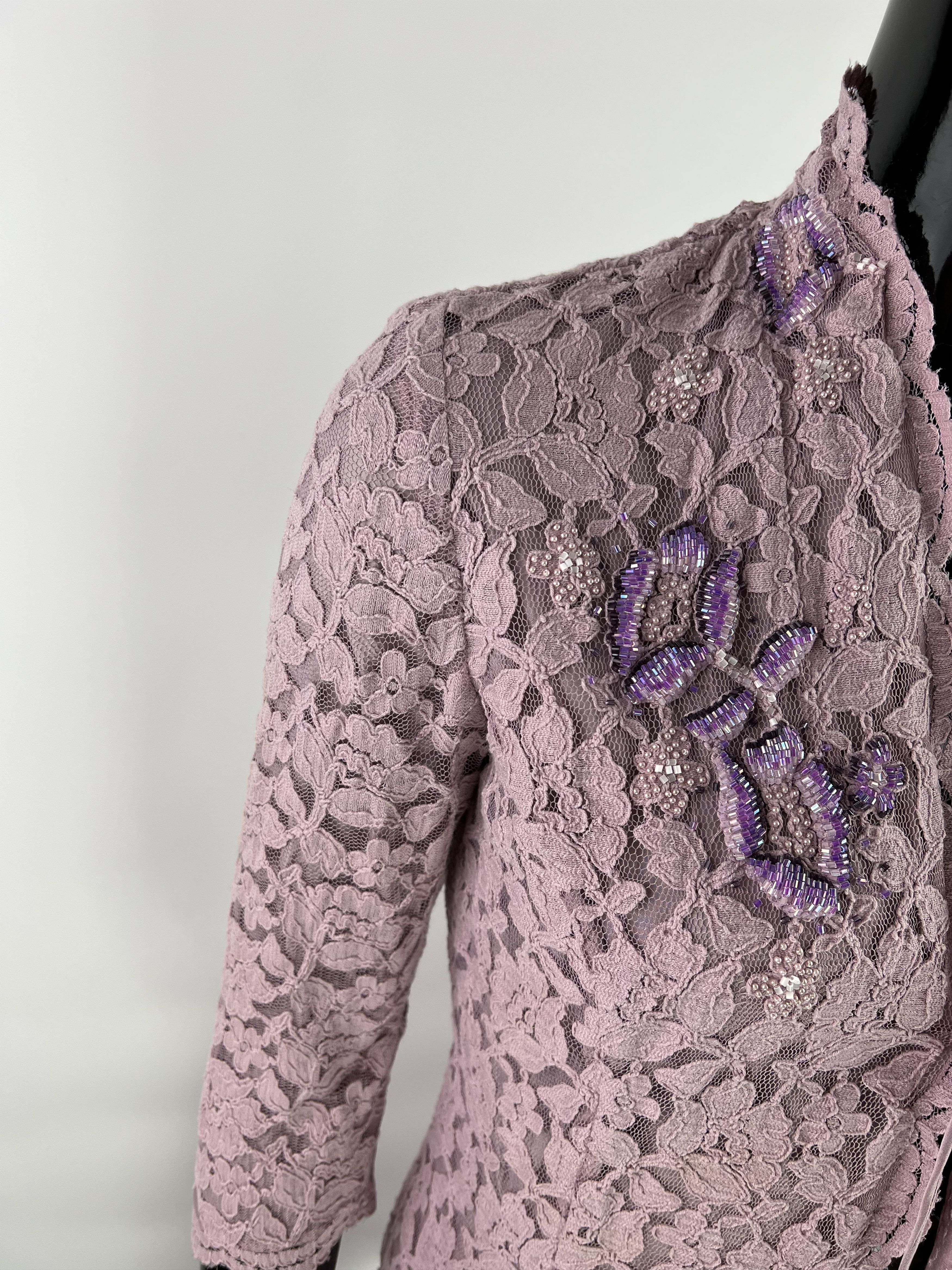 Designer Armand Ventilo Rhinestones Lace Cardigan Silk Lined Size 38 Size M / US 6-8 / IT 42-44 - 6 Thumbnail