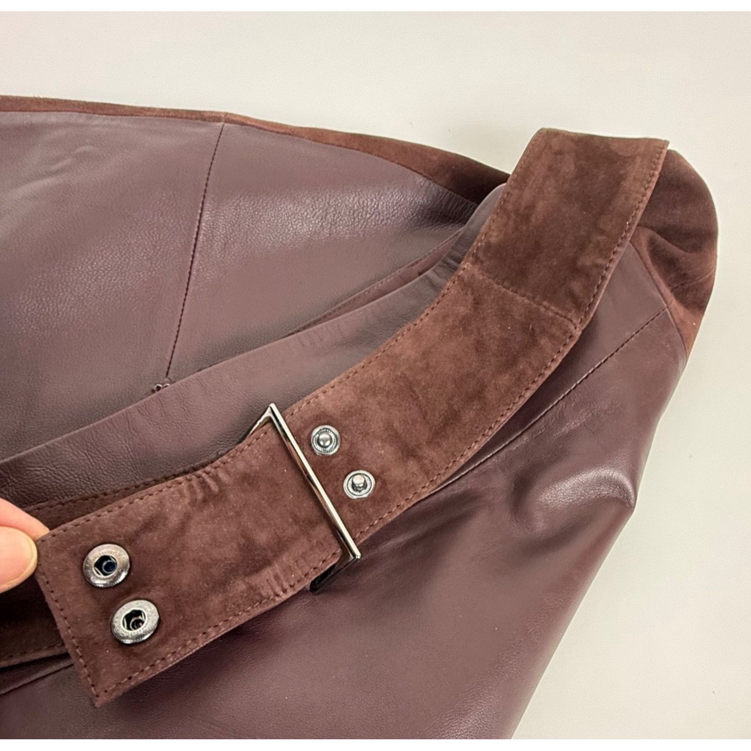 White House Black Market White House Black Market Belted Cocoa Brown Leather Combo Pe Size 30" / US 8 / IT 44 - 4 Thumbnail