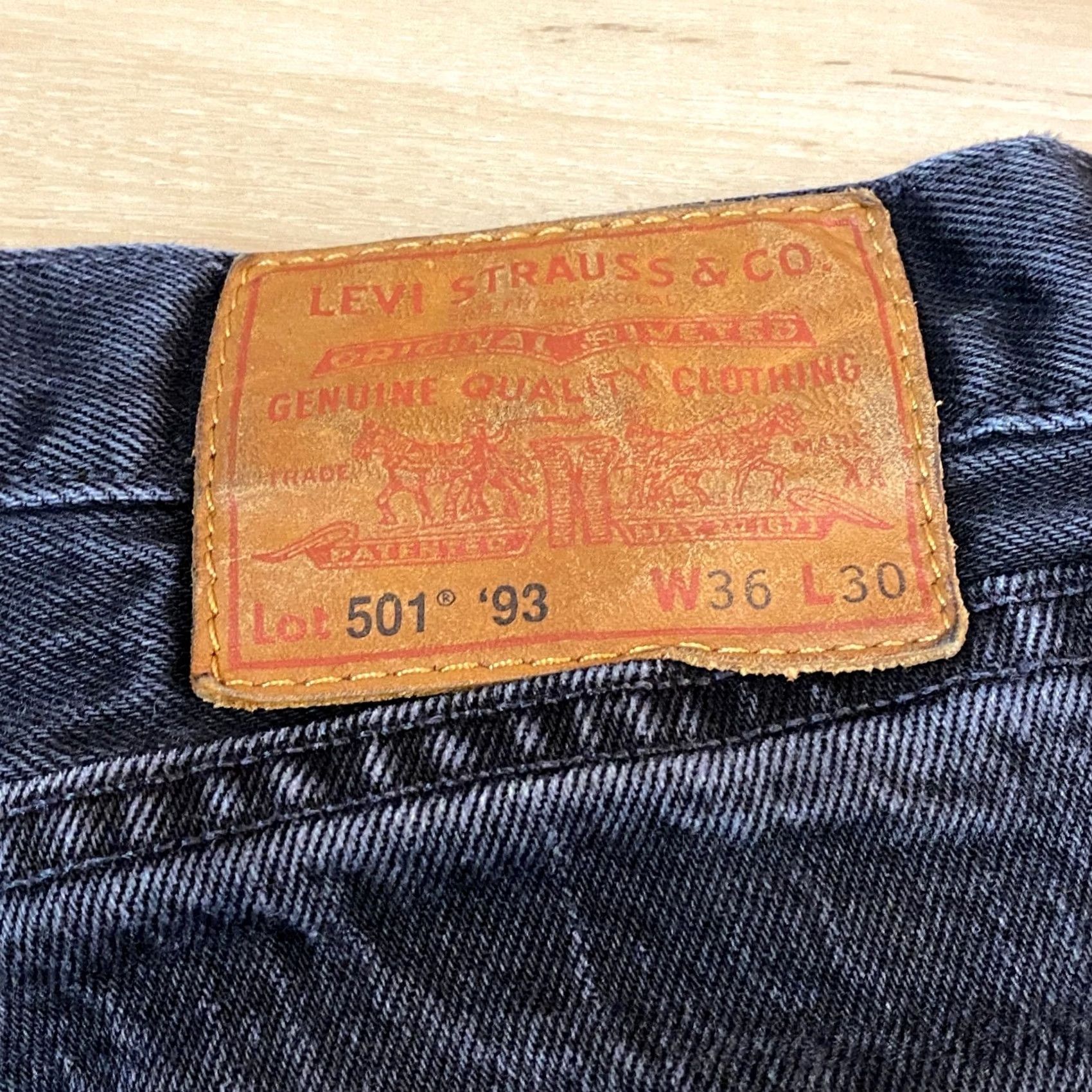 Levi's Levi's 501 Mens 36 x 25 Jeans Button Fly Black Wash Denim Straight Vintage Grunge 501 Levi's Mens Jeans Size US 36 / EU 52 - 3 Thumbnail
