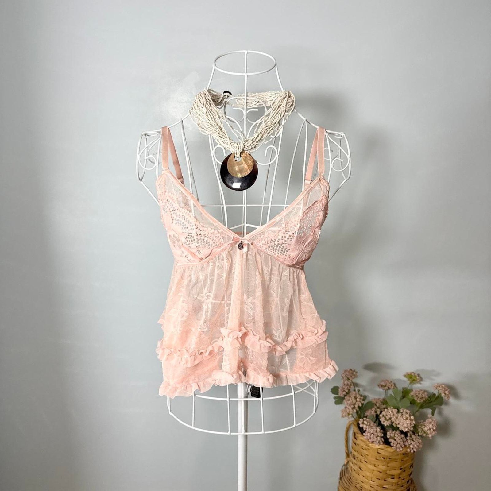 Other Gorgeous baby pink lace vintage y2k ruffle babydoll slip top Size S / US 4 / IT 40 - 6 Thumbnail