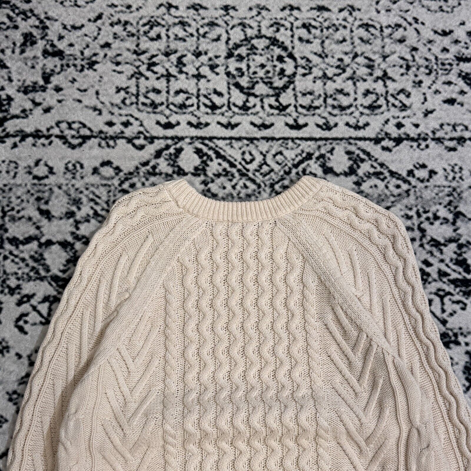 Vintage Vintage Unisex Cream White Cotton Sweater Size S Cableknit Size US S / EU 44-46 / 1 - 15 Thumbnail