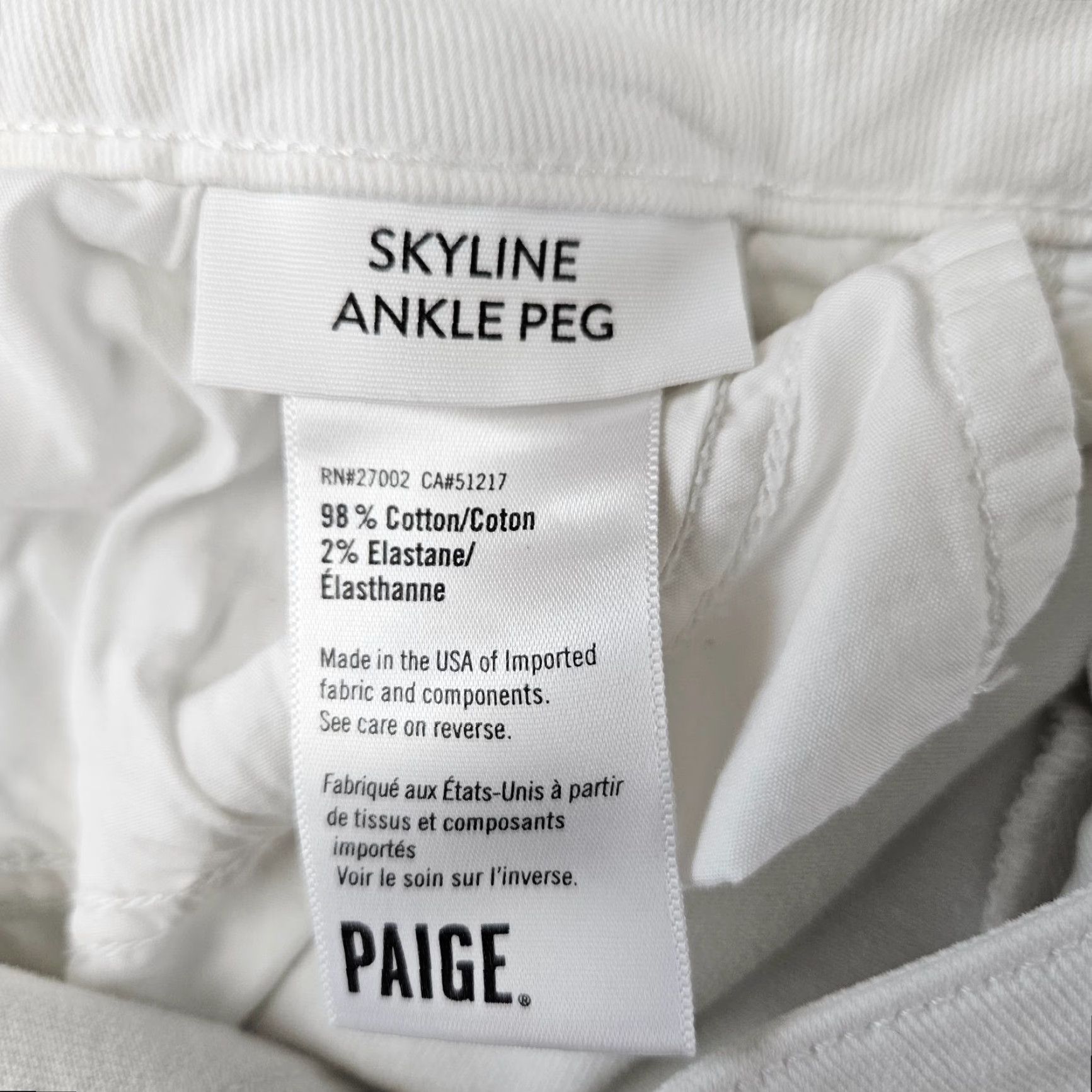 Paige Paige Womens Skyline Jeans Ankle Regular 29 White Mid Rise Cotton Blend Denim Womens Size 29" - 6 Thumbnail