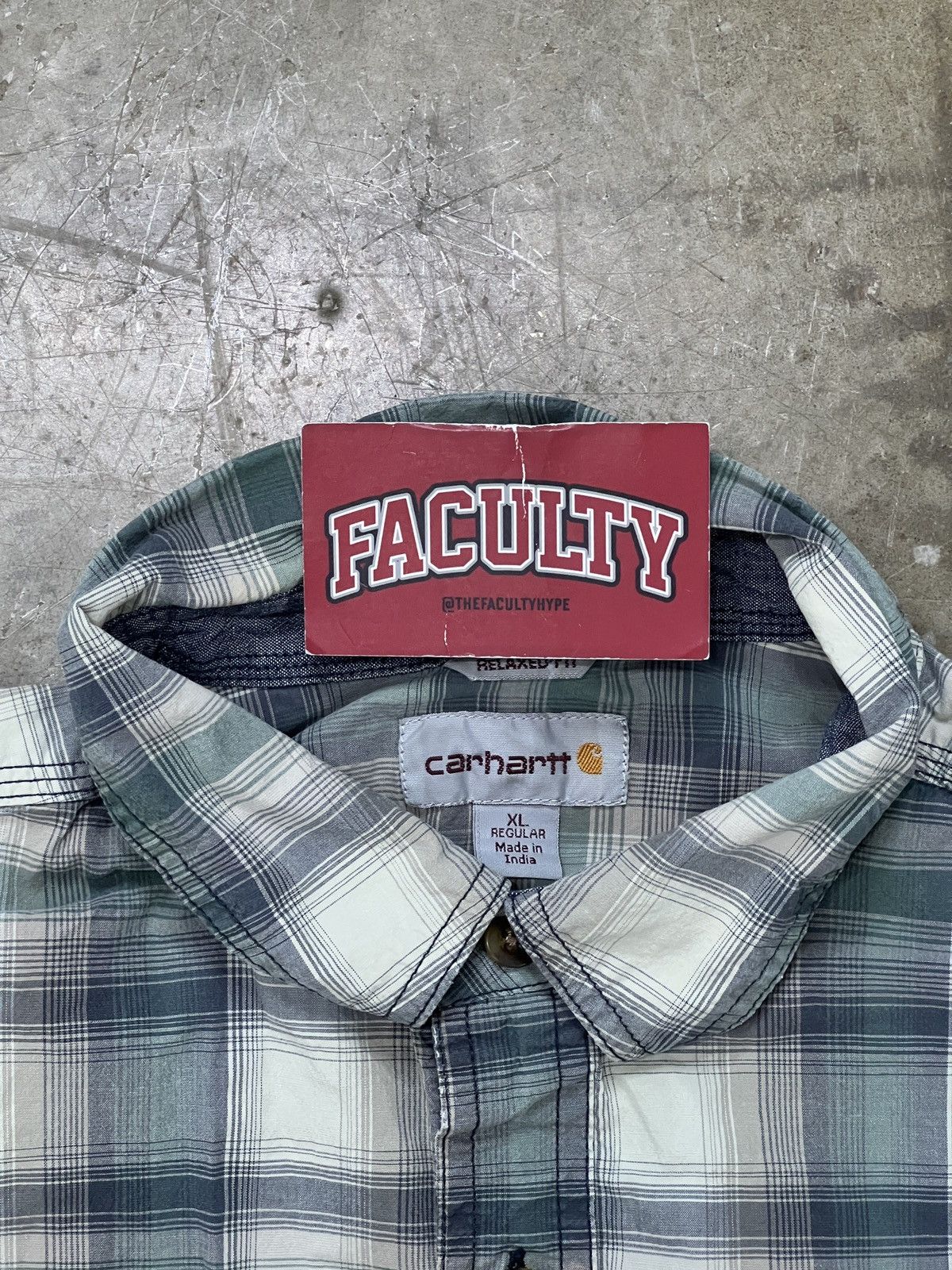 Carhartt × Vintage Vintage Carhartt Green Blue Plaid Relaxed Fit Button Up XL Size US XL / EU 56 / 4 - 3 Thumbnail