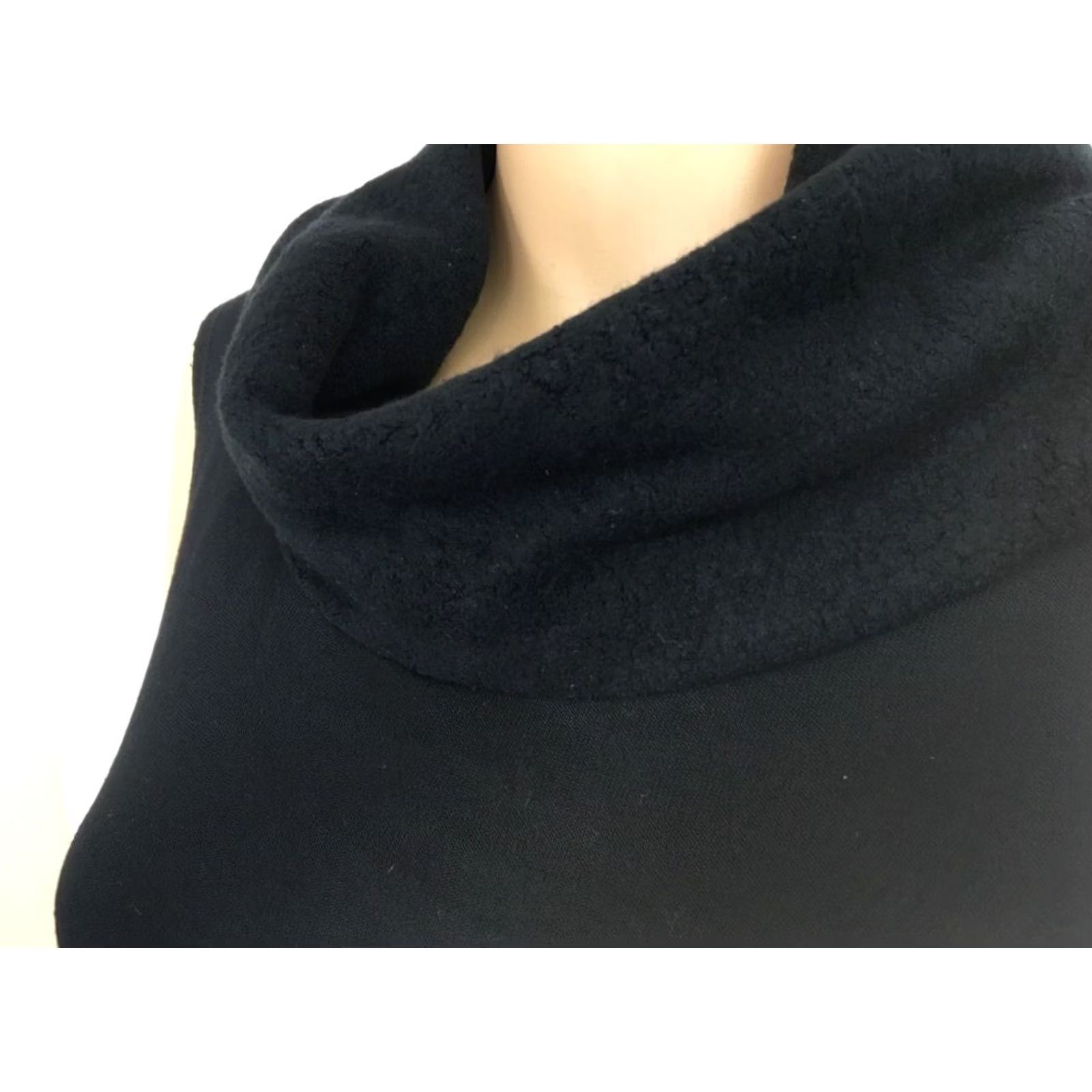 Vintage Chelsea Sky Shift Dress Womens S Black Fleece Lined Knee Length Cowl Neck New Size S / US 4 / IT 40 - 4 Thumbnail