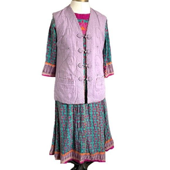 Vintage Vintage Chinese Floral Quilted Silk Vest - Reversible! Size S / US 4 / IT 40 - 15 Thumbnail