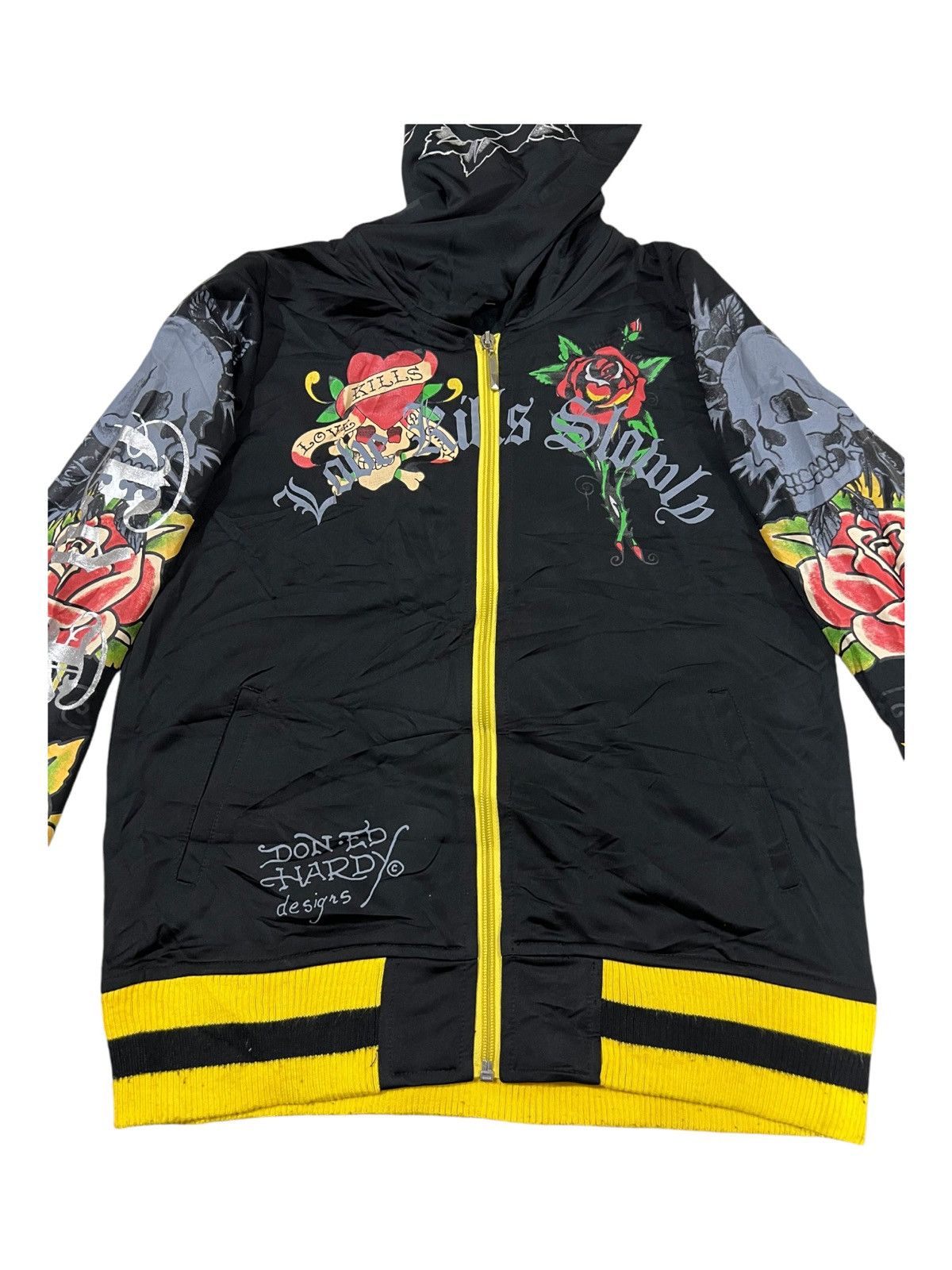 Ed Hardy Y2K Ed Hardy Skulls & Roses Zipper Boxy Jacket Sweater Goth Size S / US 4 / IT 40 - 7 Thumbnail