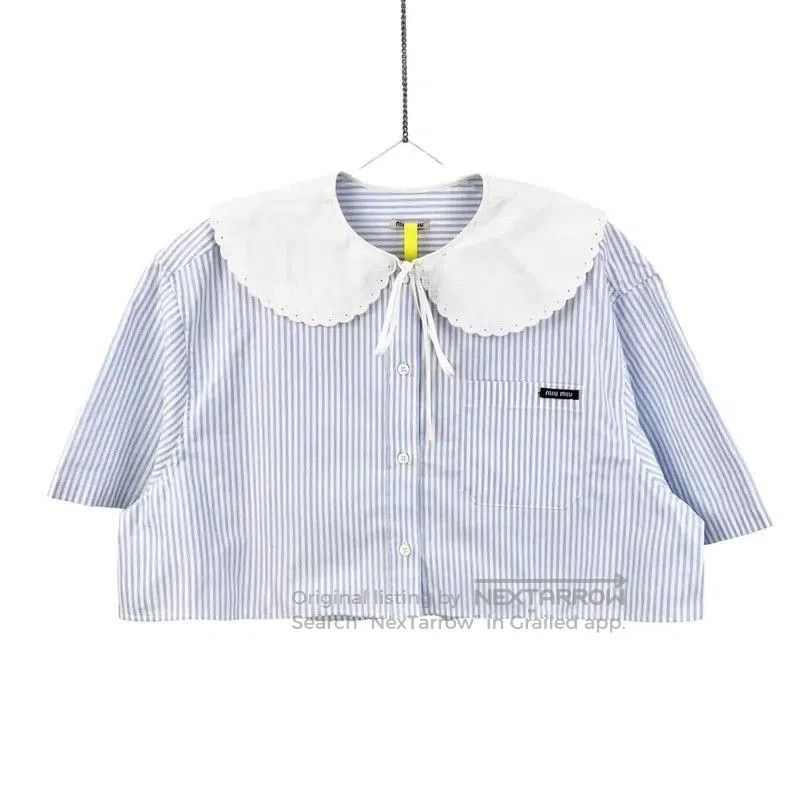 Miu Miu Miu Miu Pale Blue Cotton Blouse with Large Collar . Size XXS / US 00 / IT 34 - 1 Thumbnail